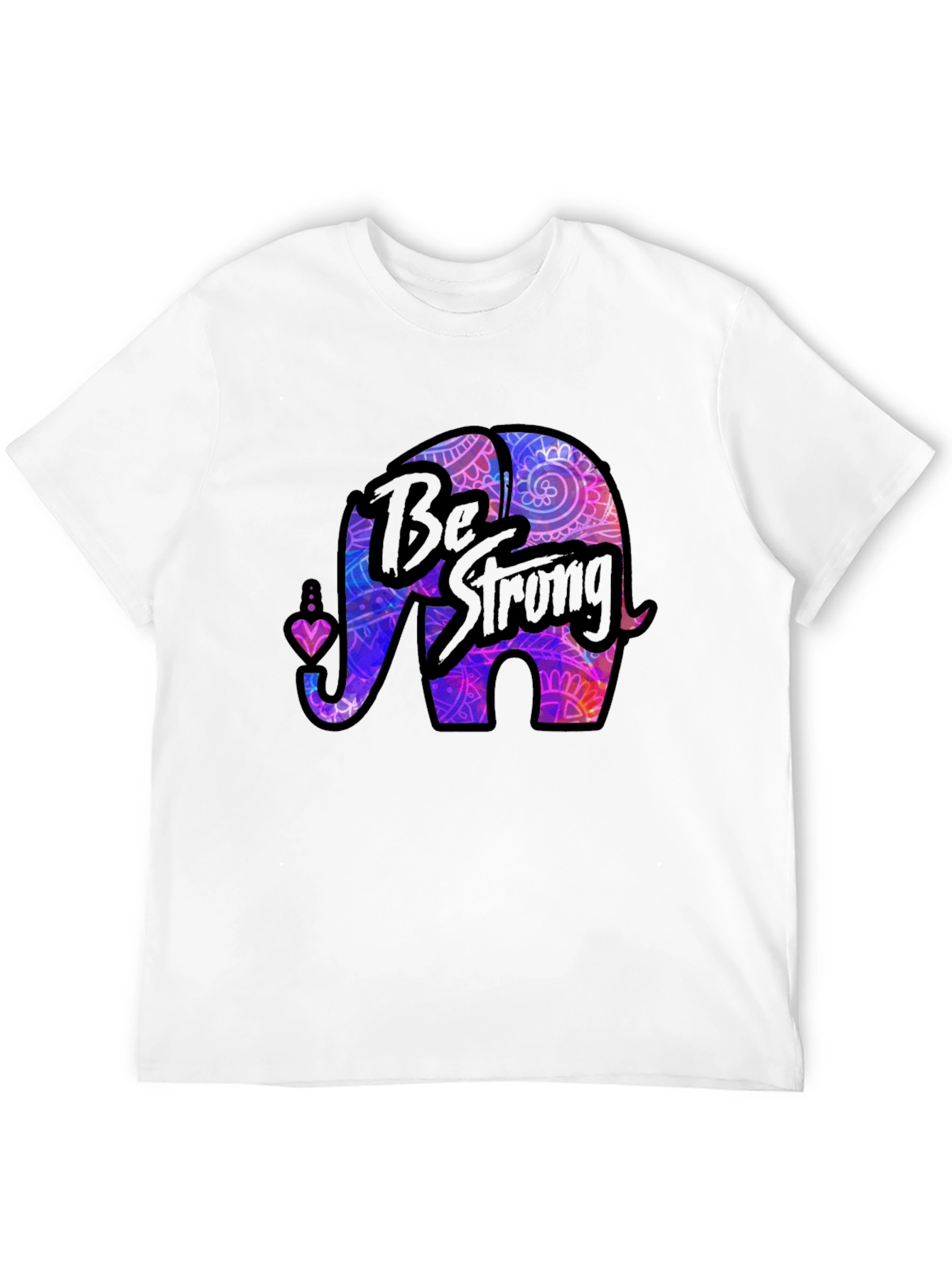 Be Strong Elephant Graphic T-Shirt - Black