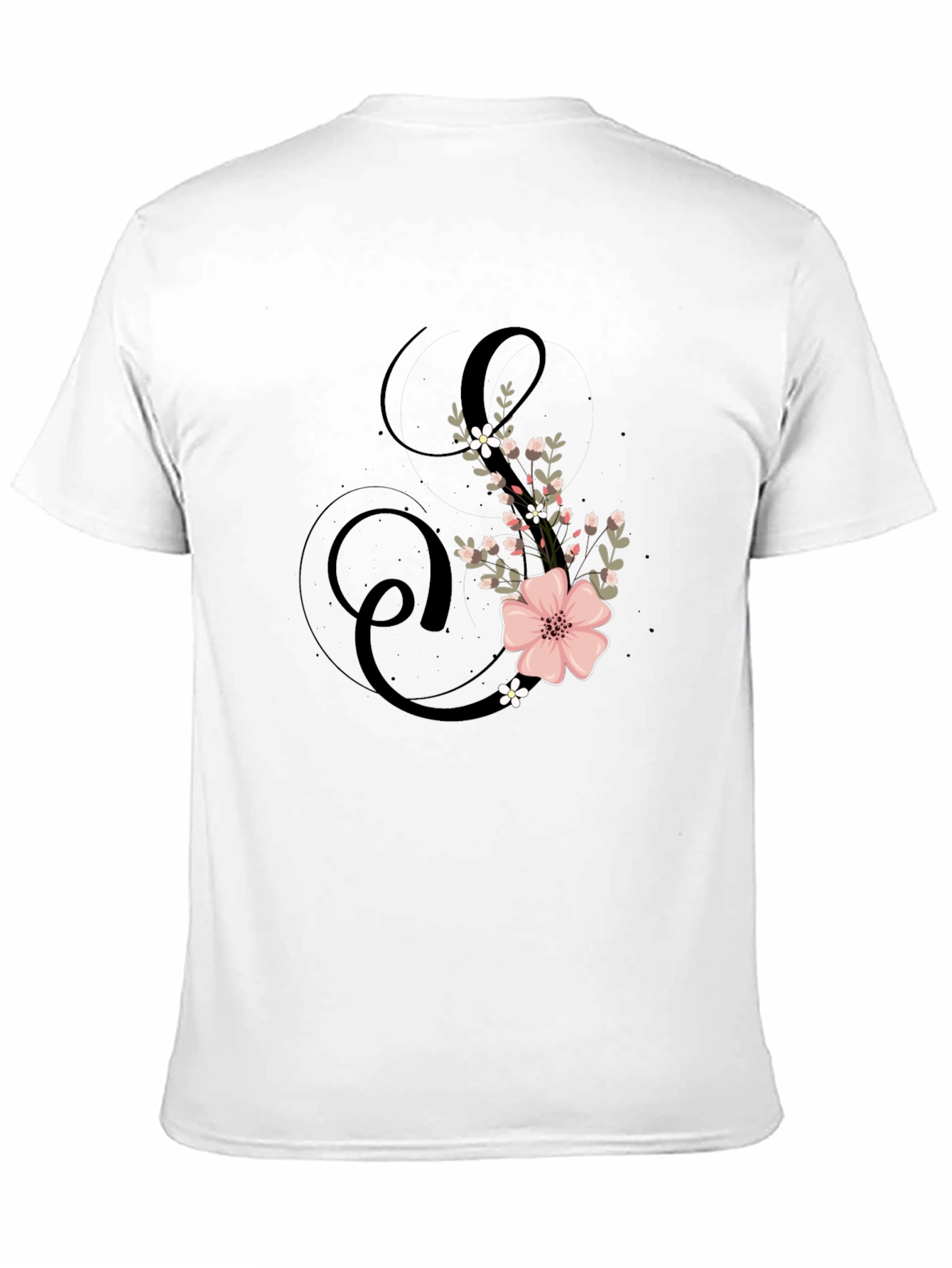 Floral Initial S Black T-Shirt