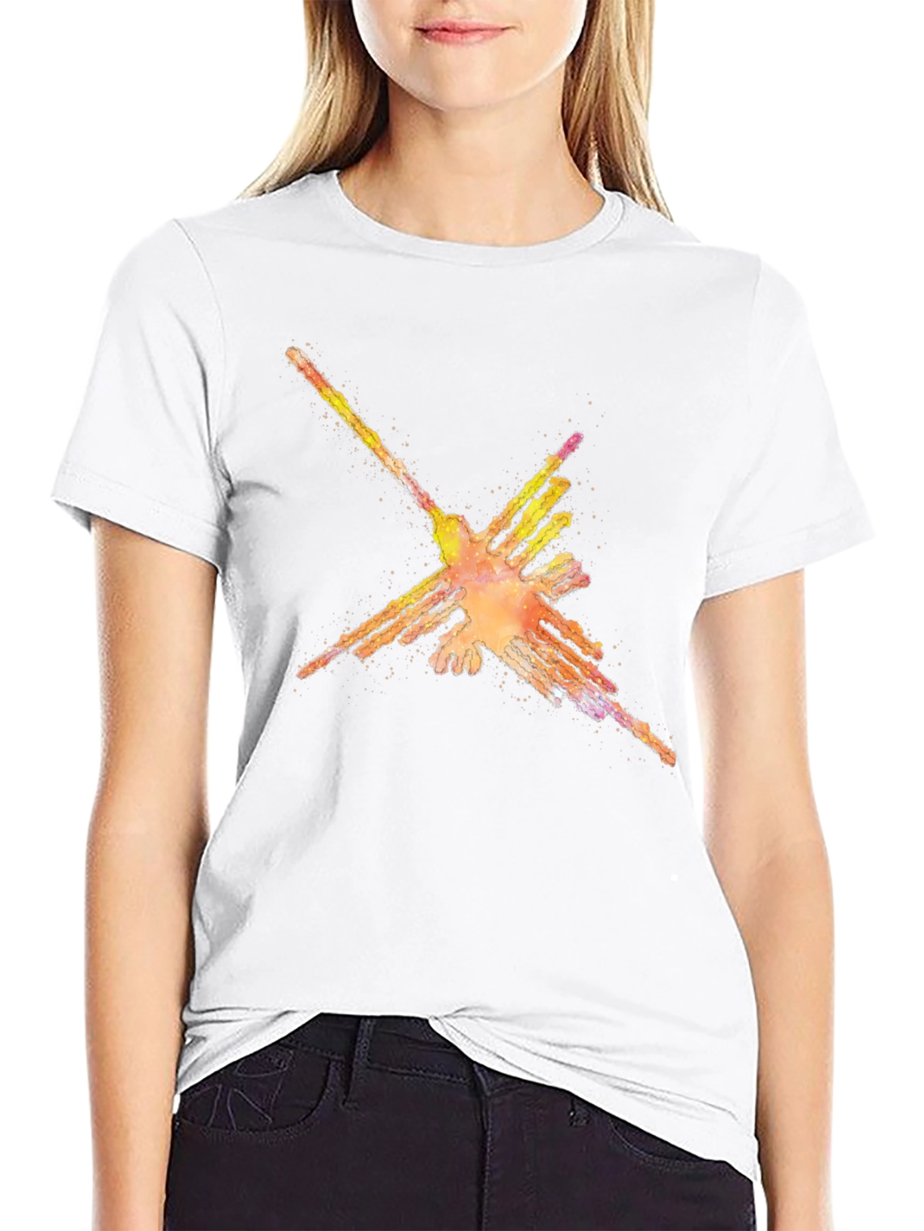 Nazca Lines Hummingbird Black T-Shirt