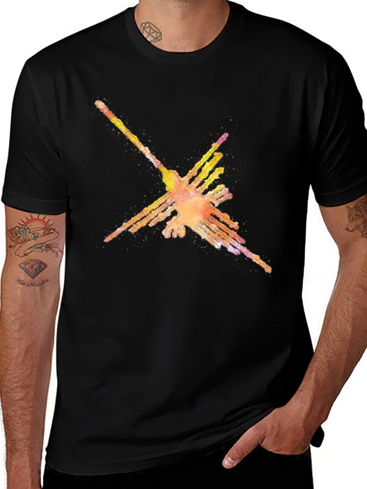 Nazca Lines Hummingbird Black T-Shirt