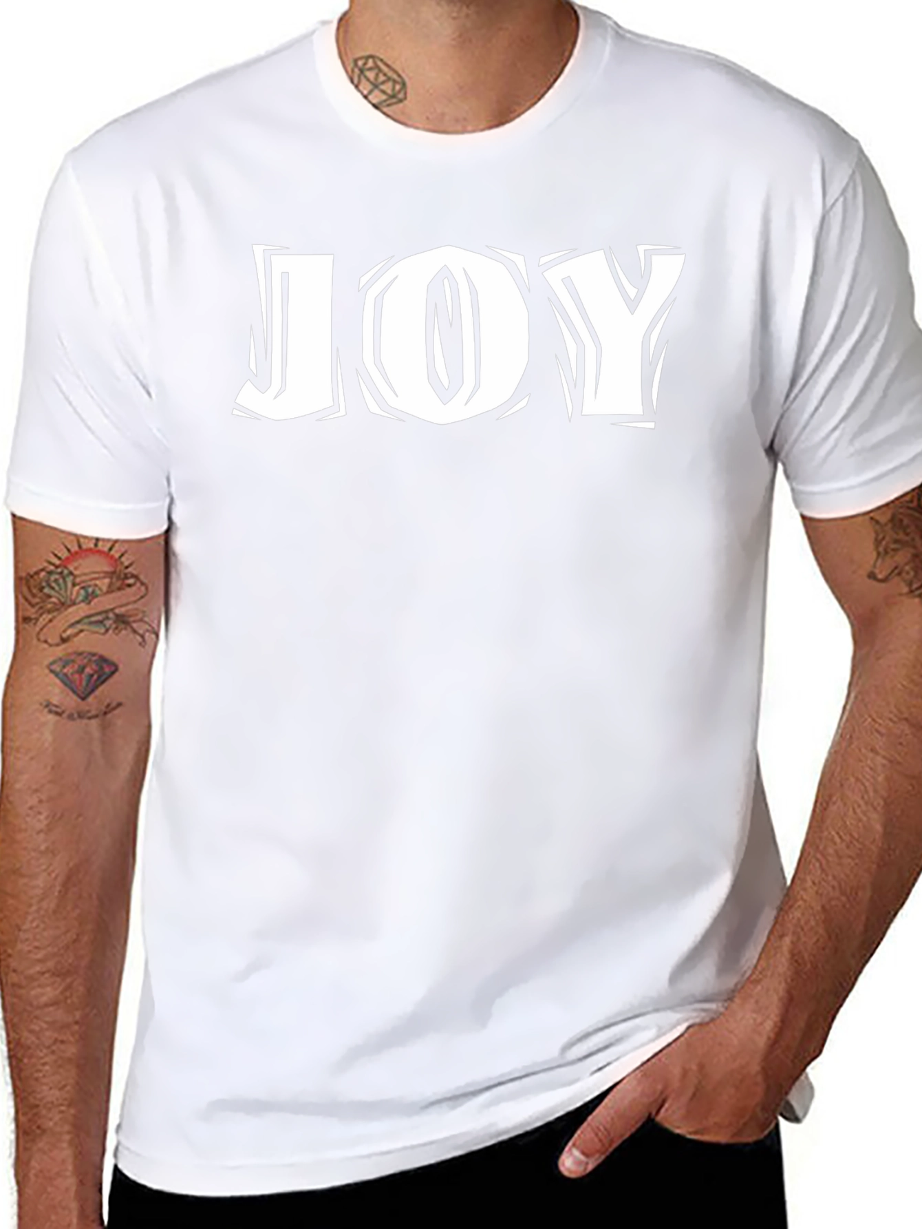 Joy Graphic Print Tee - Black Cotton Blend