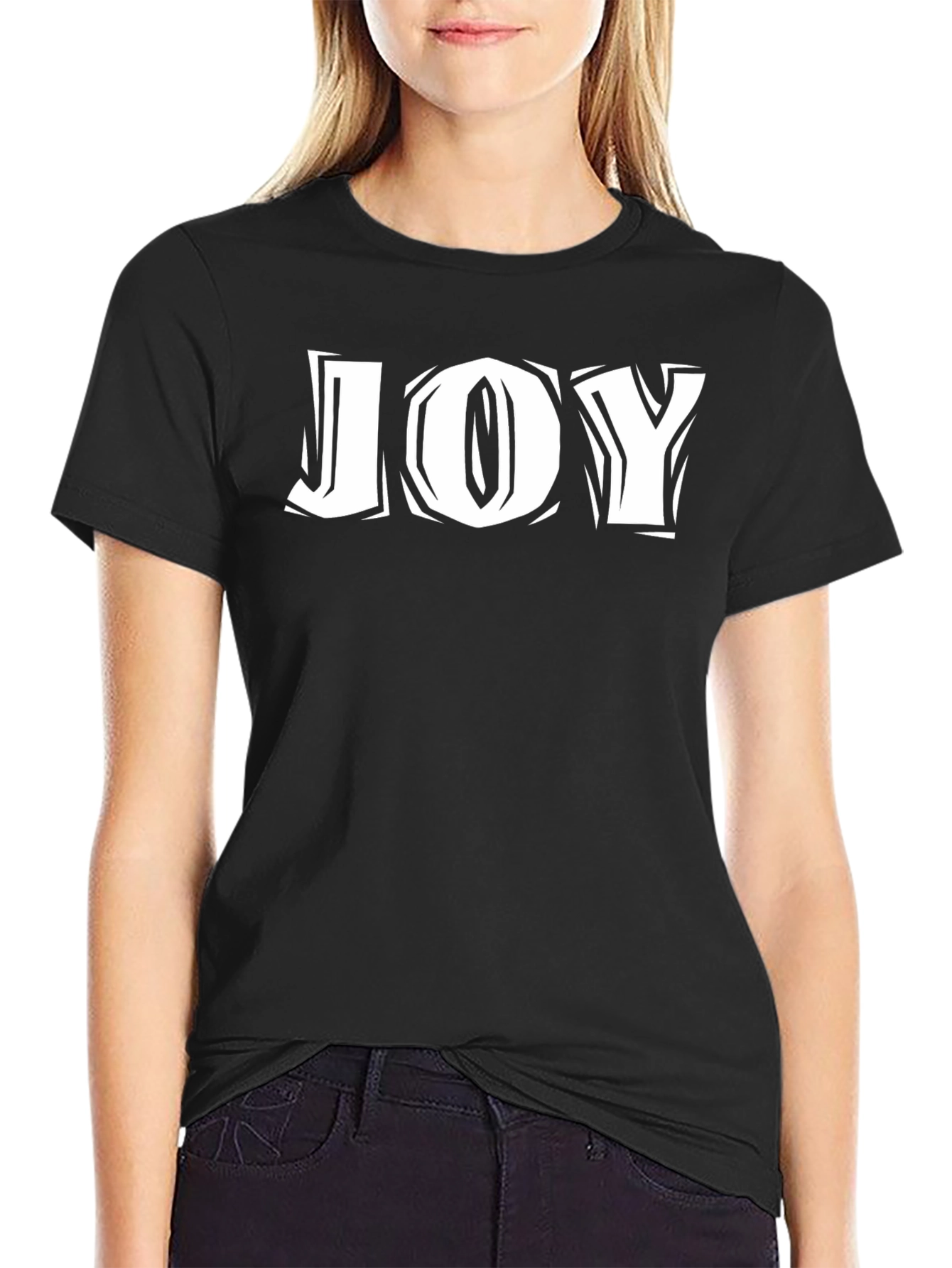 Joy Graphic Print Tee - Black Cotton Blend