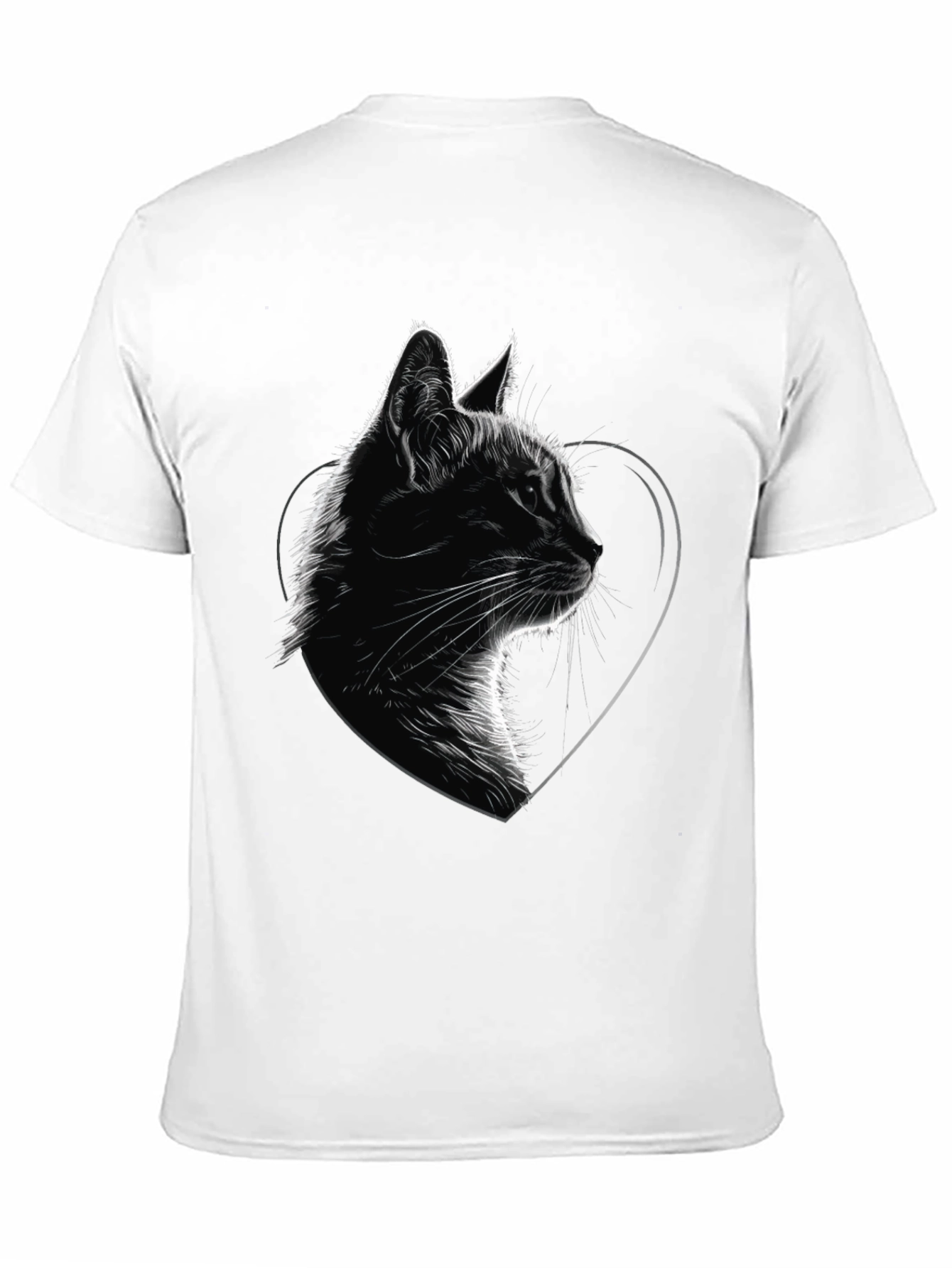 Cat Heart Graphic Tee - Black Cotton Blend T-Shirt