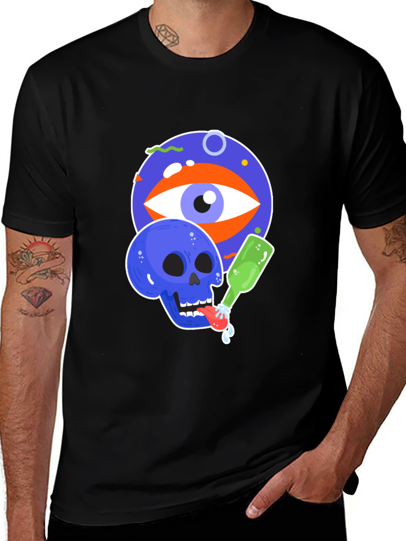 Eye & Skull Graphic Black Tee