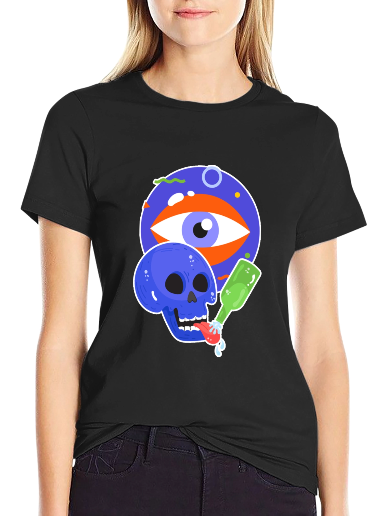 Eye & Skull Graphic Black Tee