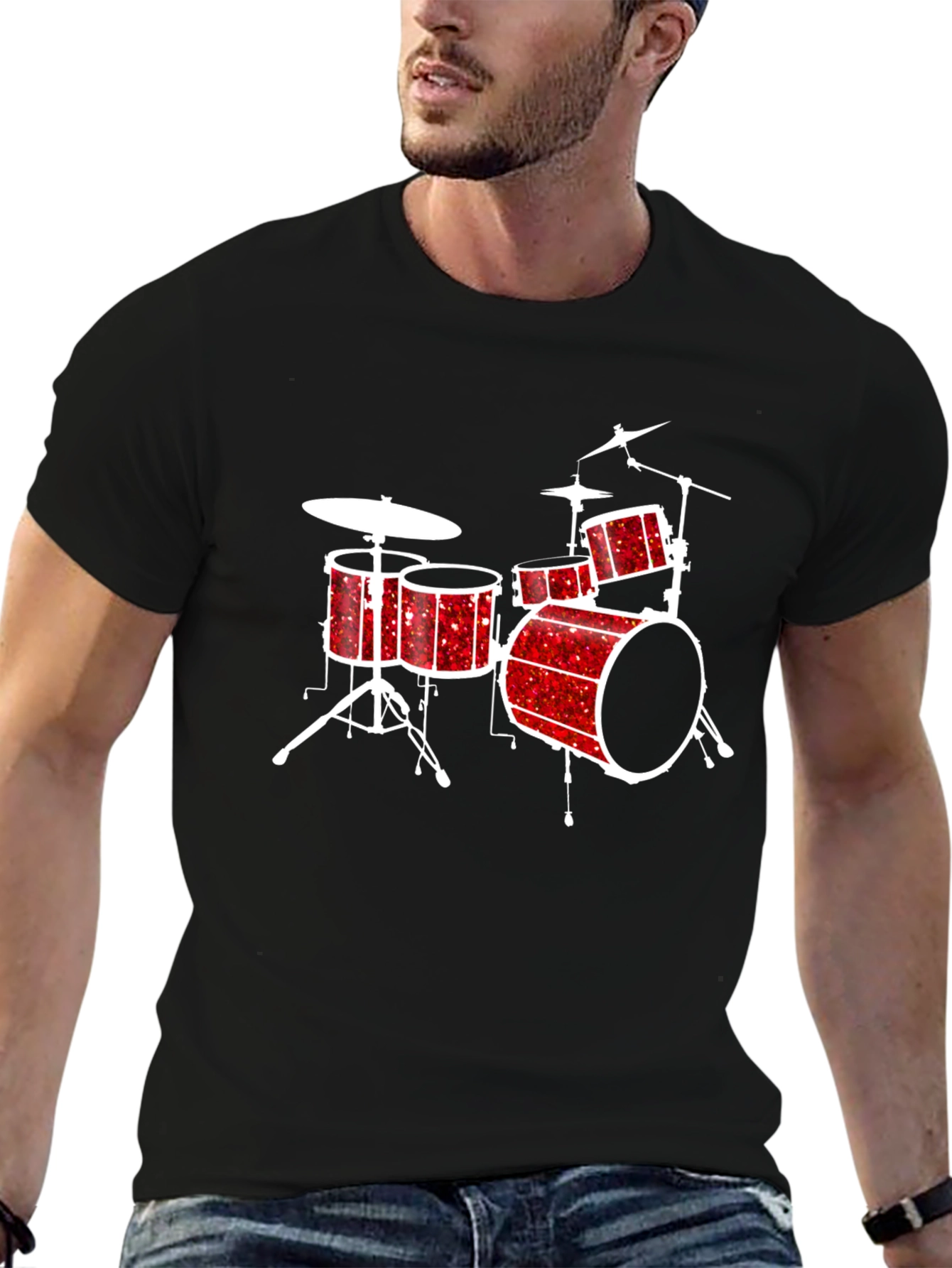 Drum Kit Graphic Tee - Musicians Black T-Shirt