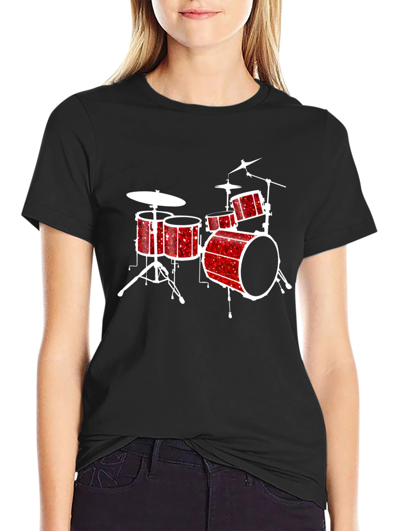 Drum Kit Graphic Tee - Musicians Black T-Shirt