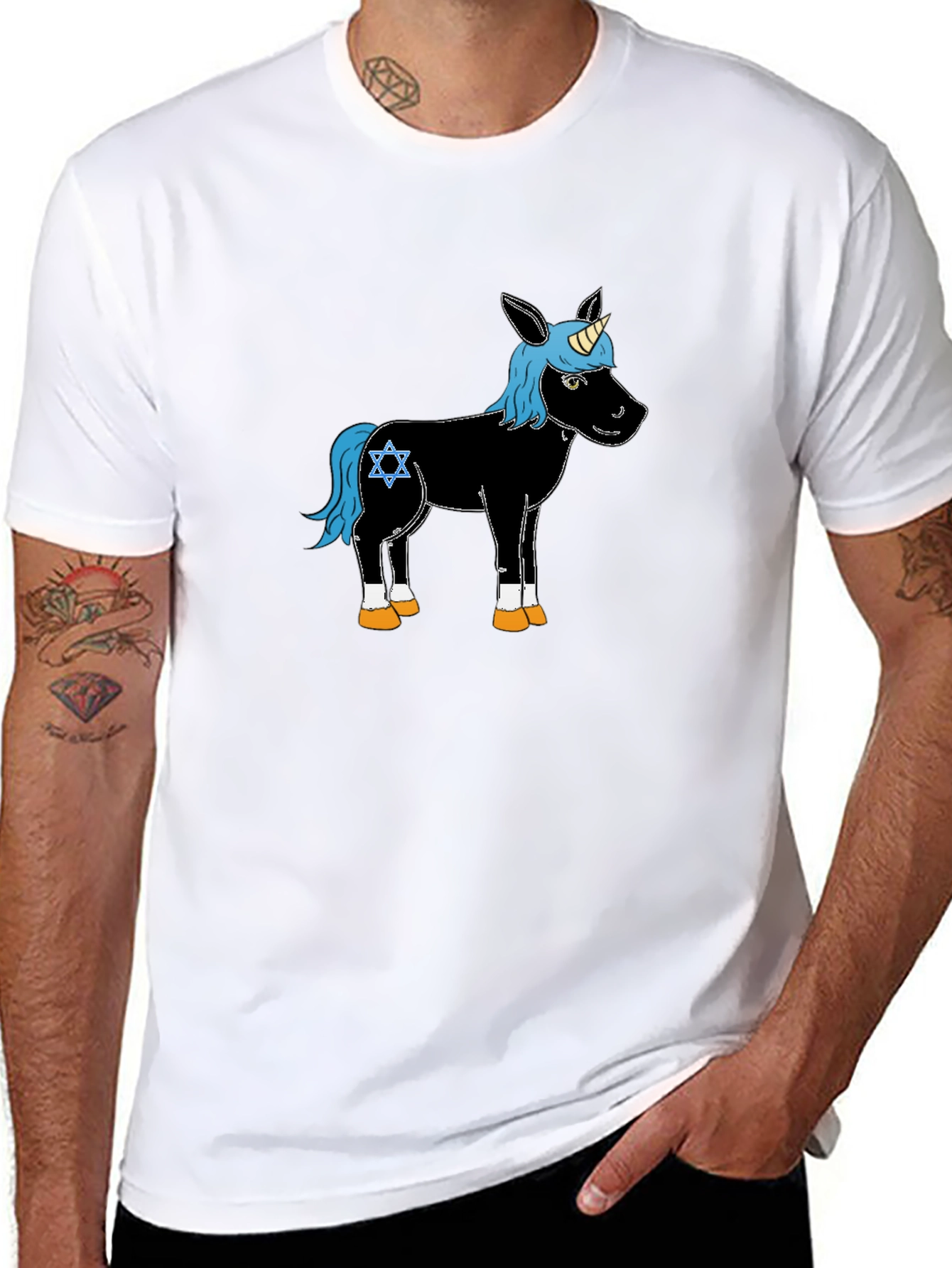 Unicorn Star of David Mens T-Shirt