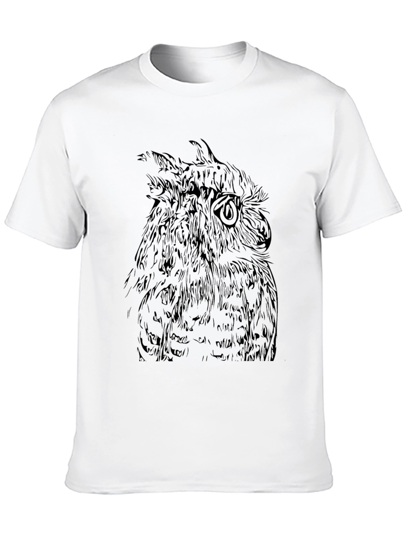 Owl Graphic Print T-Shirt - Black