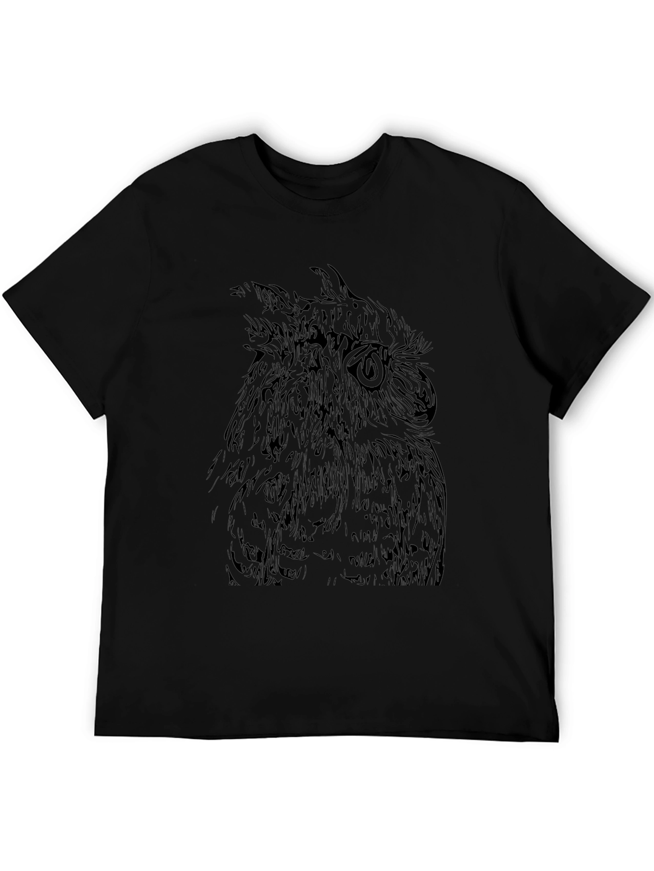 Owl Graphic Print T-Shirt - Black