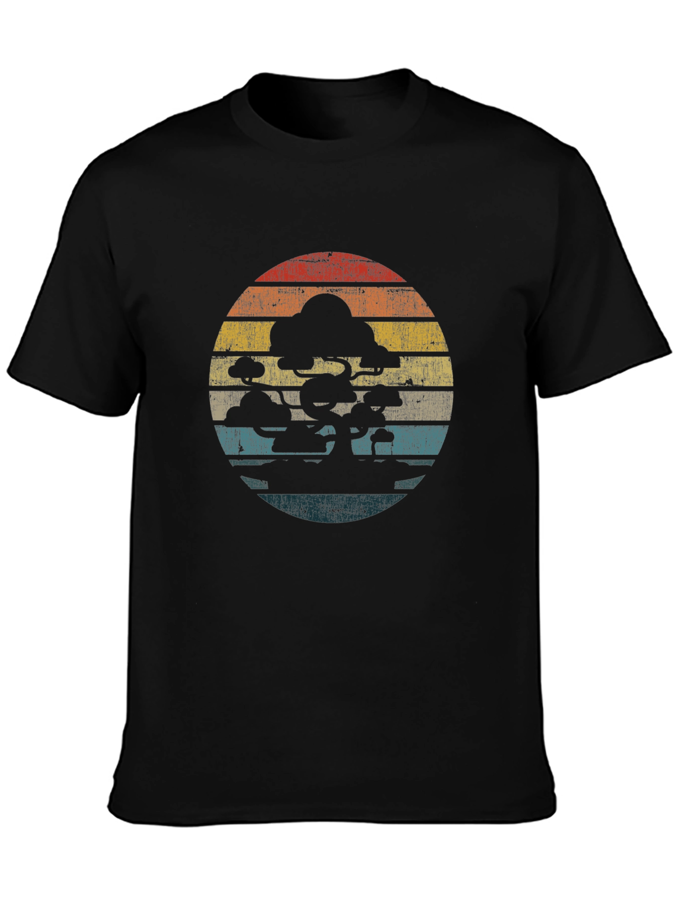 Retro Bonsai Tree Sunset Graphic T-Shirt
