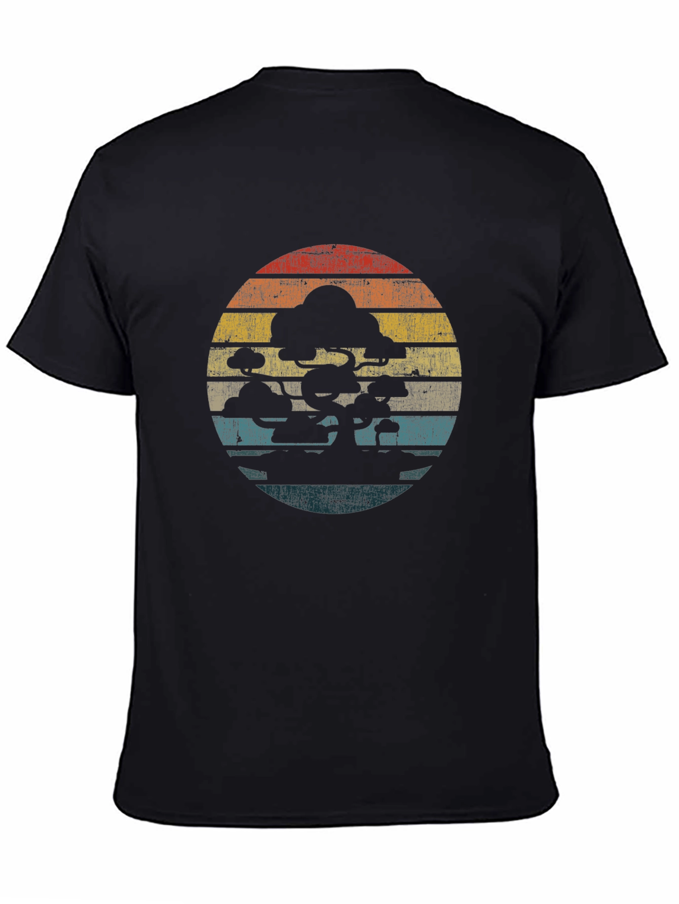 Retro Bonsai Tree Sunset Graphic T-Shirt