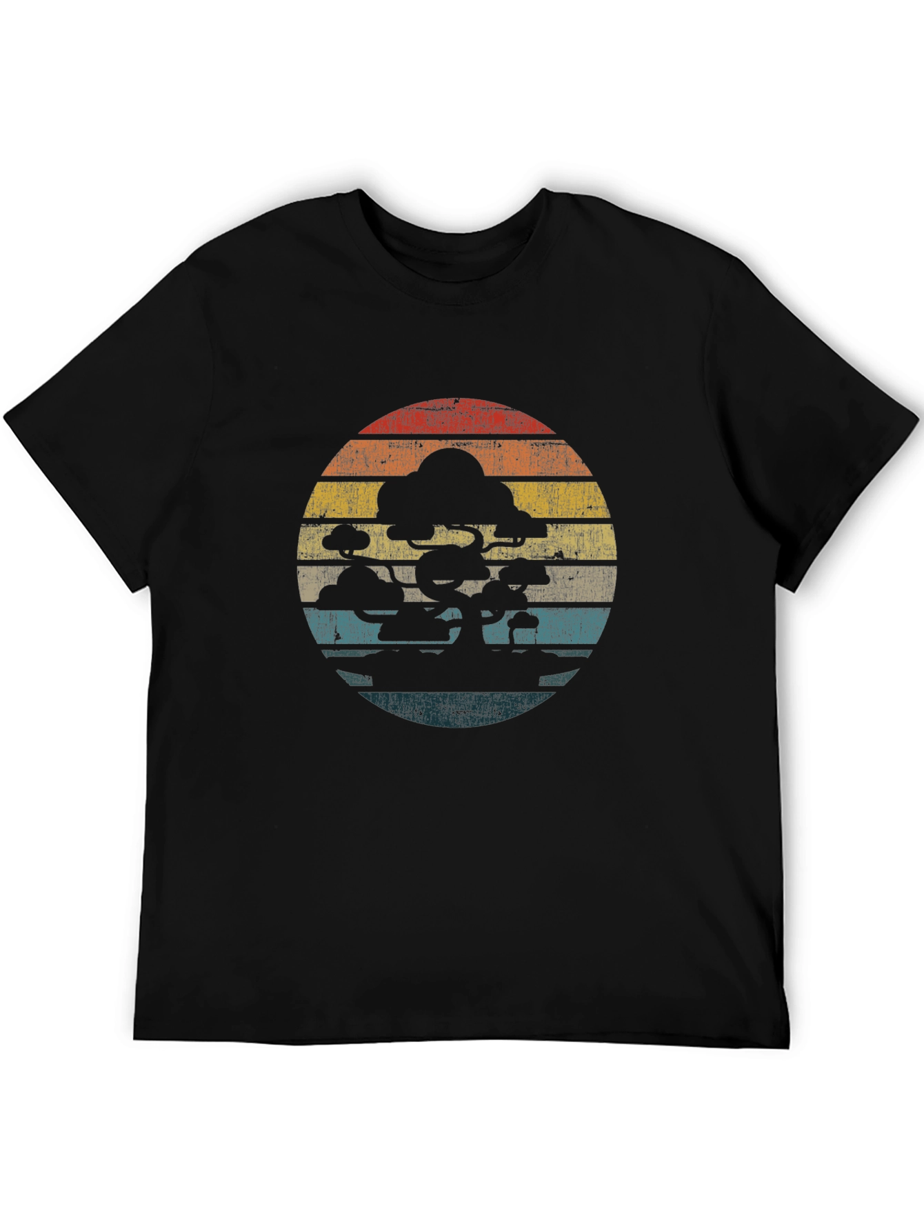 Retro Bonsai Tree Sunset Graphic T-Shirt