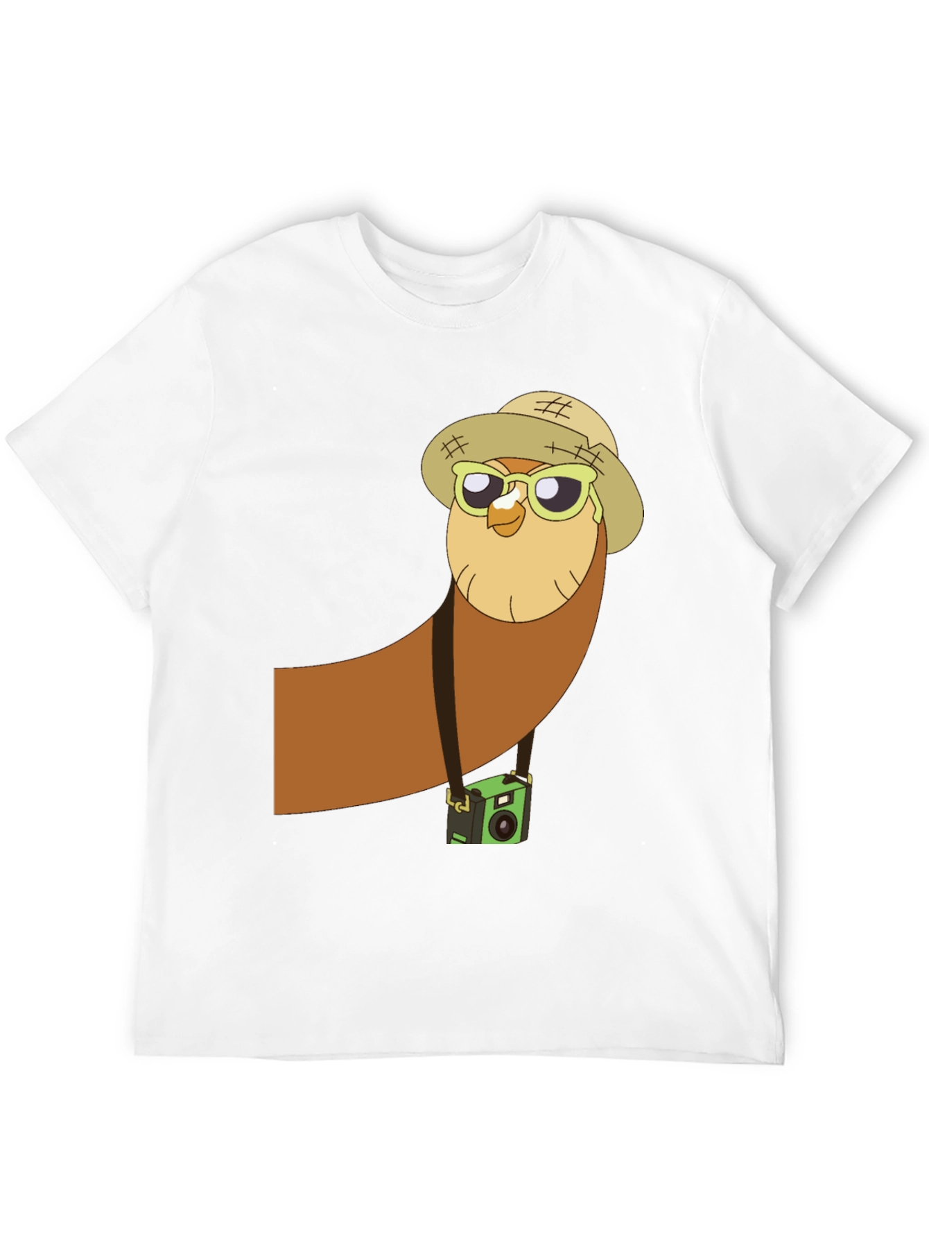 Owl Tourist Graphic Tee - Black Cotton T-Shirt