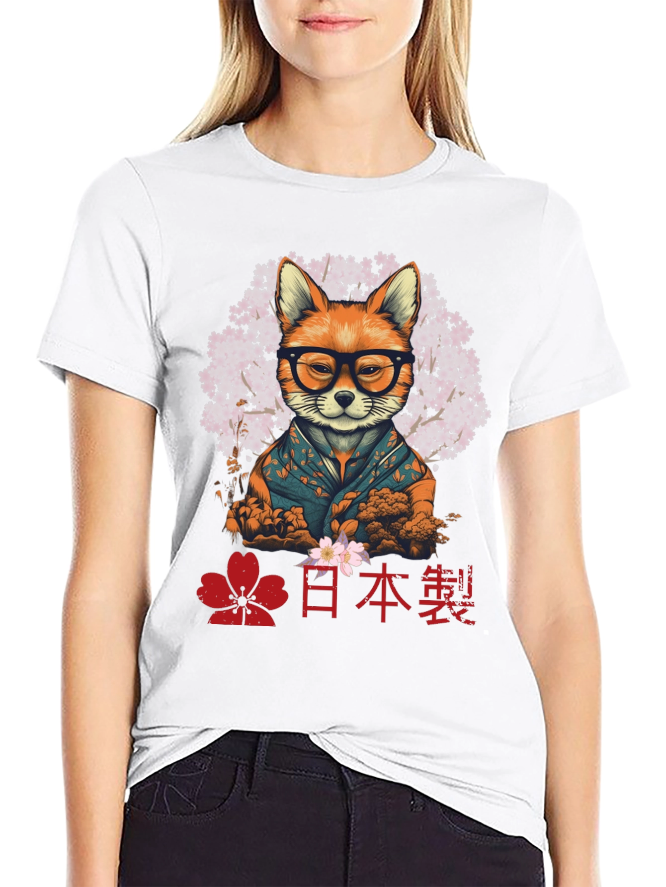 Fox in Glasses T-Shirt - Japanese Style