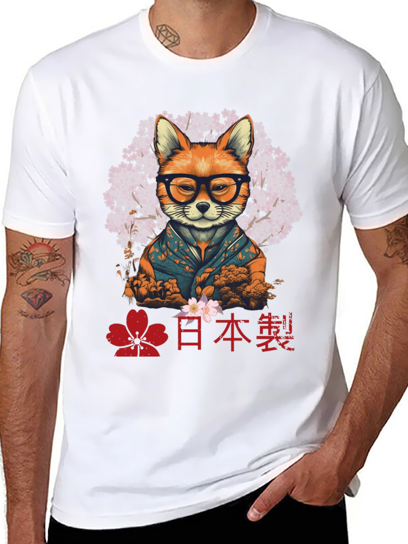 Fox in Glasses T-Shirt - Japanese Style