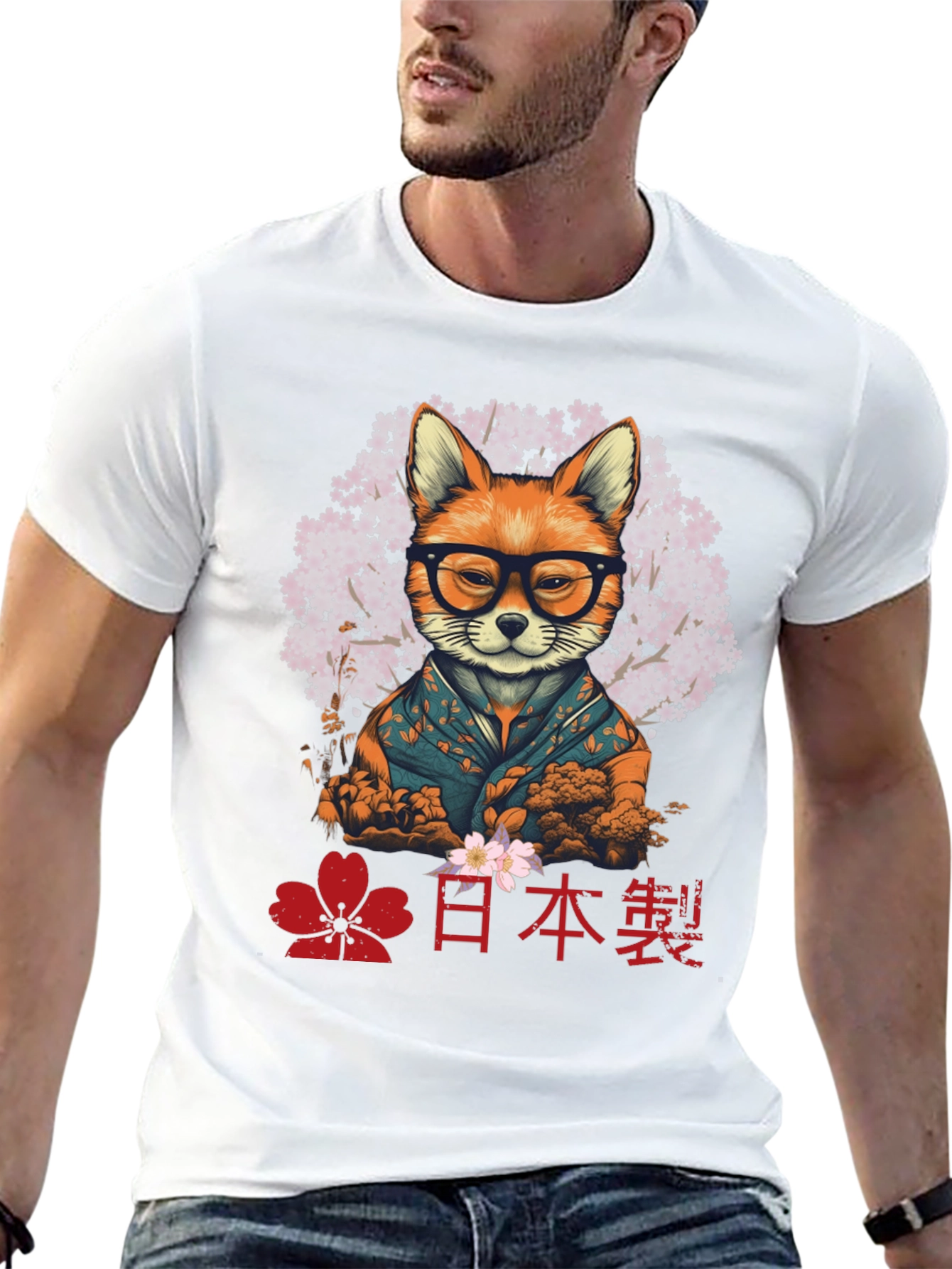 Fox in Glasses T-Shirt - Japanese Style