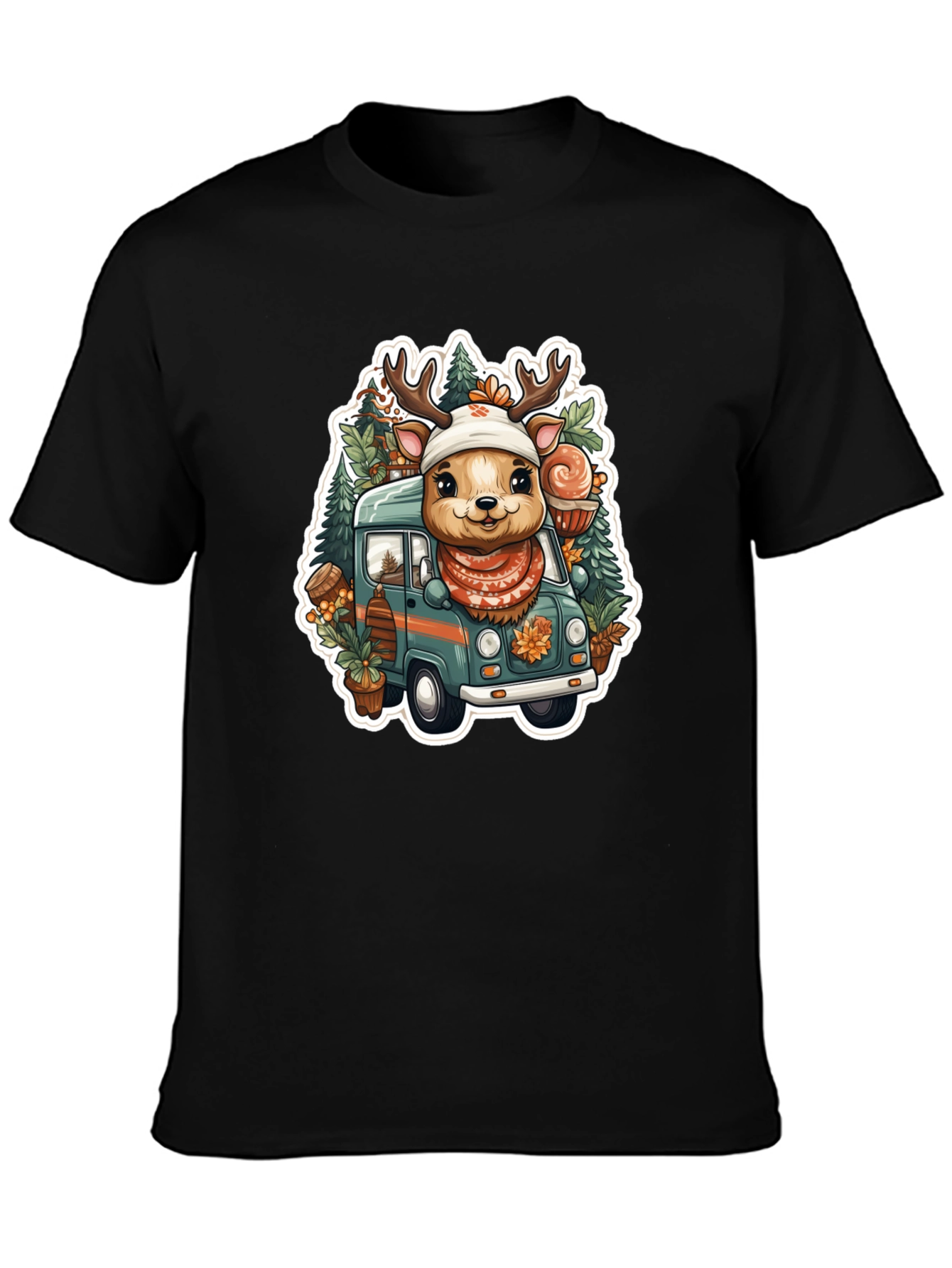 Festive Deer Truck Graphic Tee