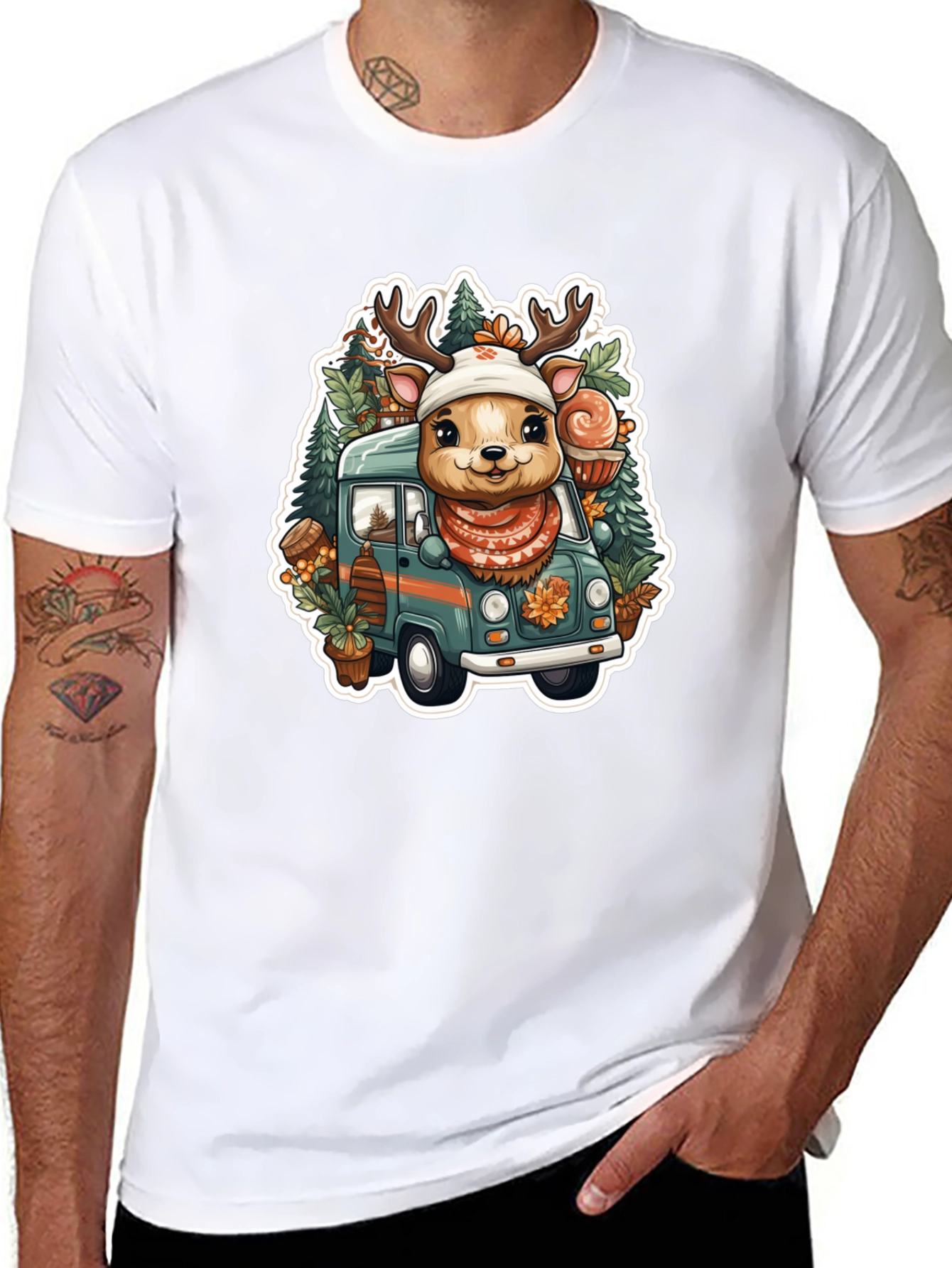 Festive Deer Truck Graphic Tee