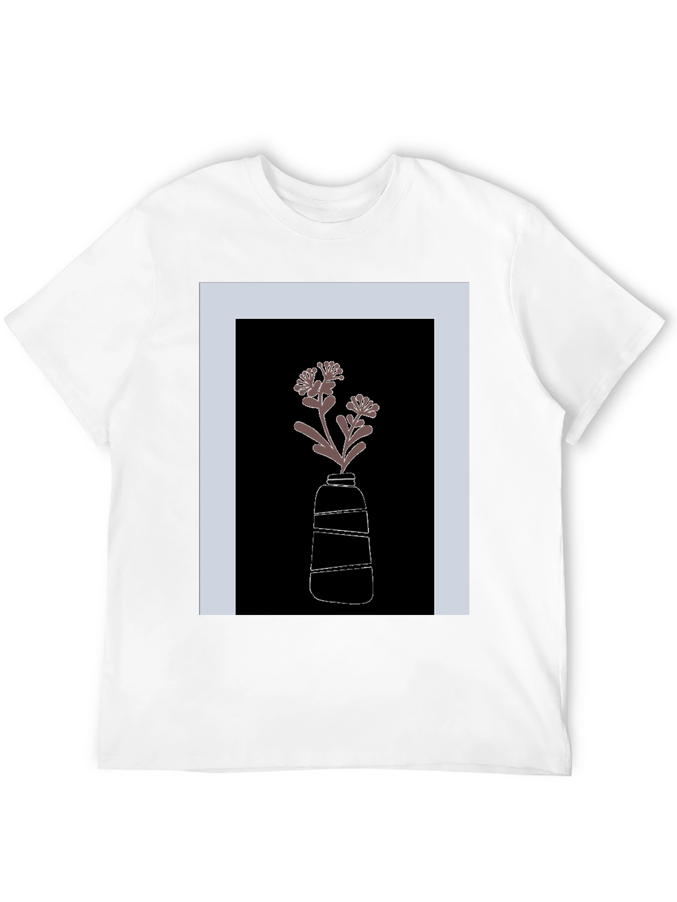 Black T-Shirt with Flower Vase Graphic