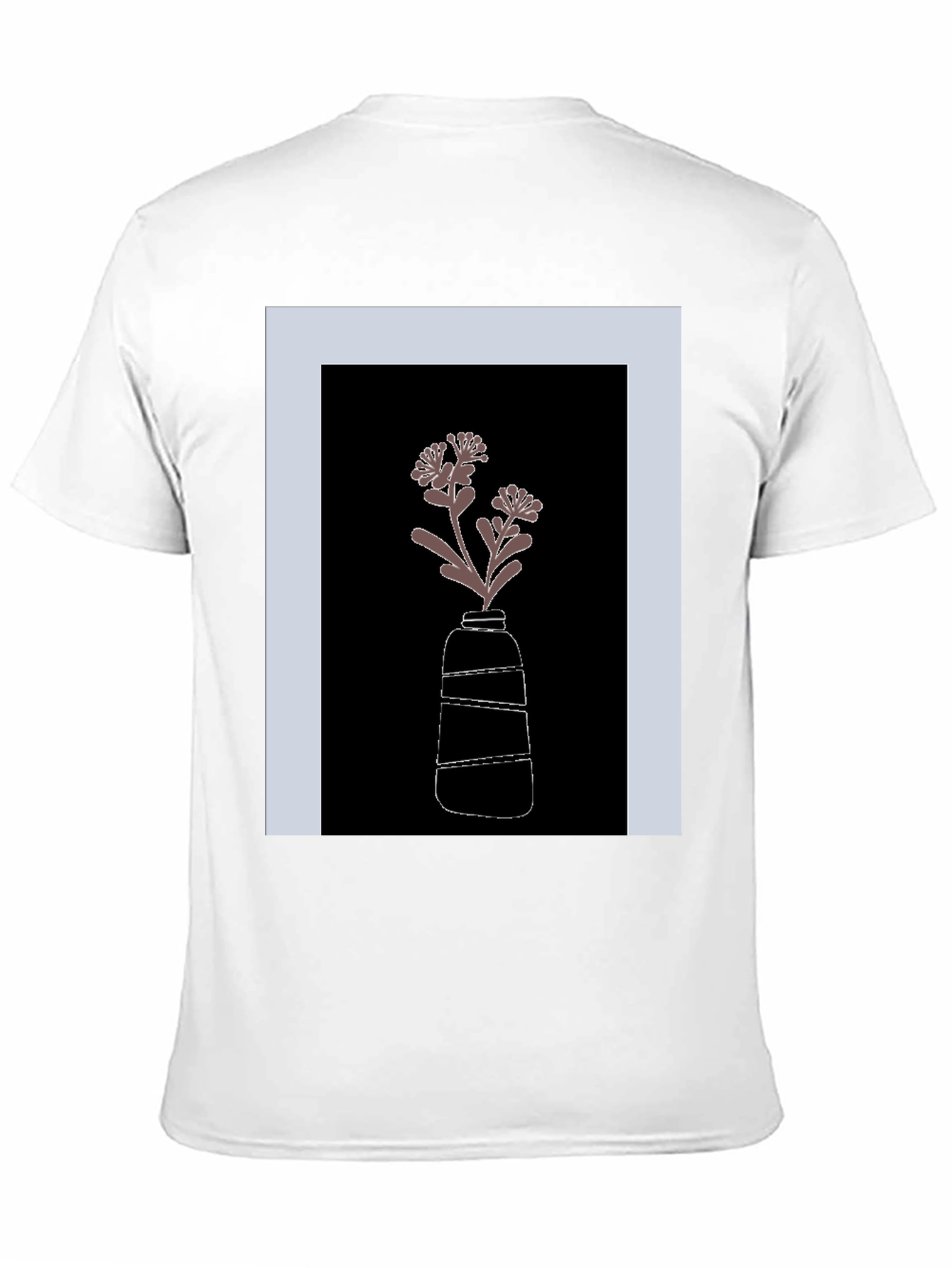 Black T-Shirt with Flower Vase Graphic
