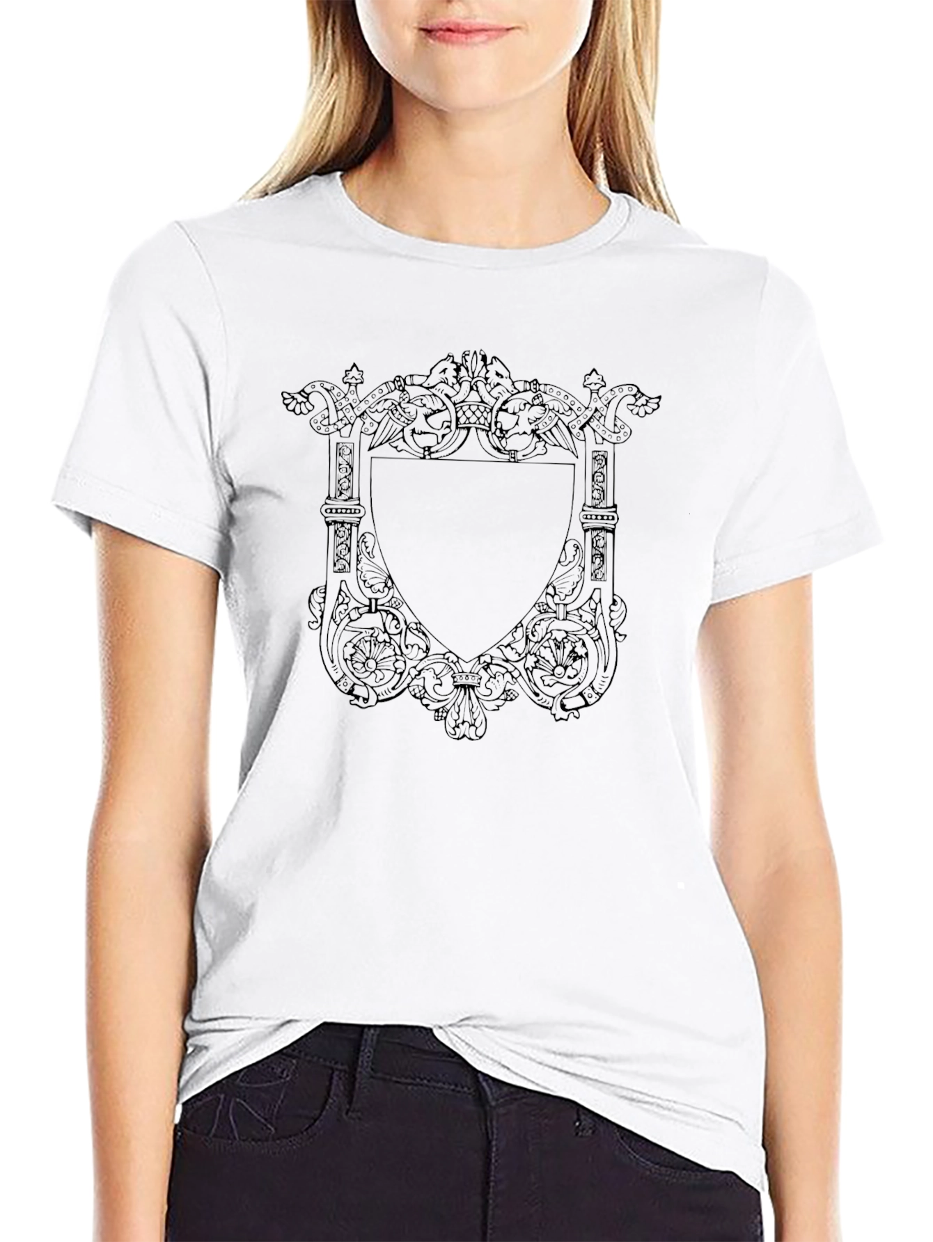 Ornate Shield Graphic Tee - Classic Black T-Shirt