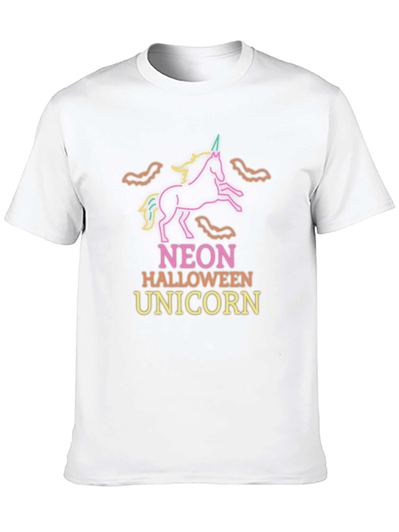 Neon Halloween Unicorn Black T-Shirt