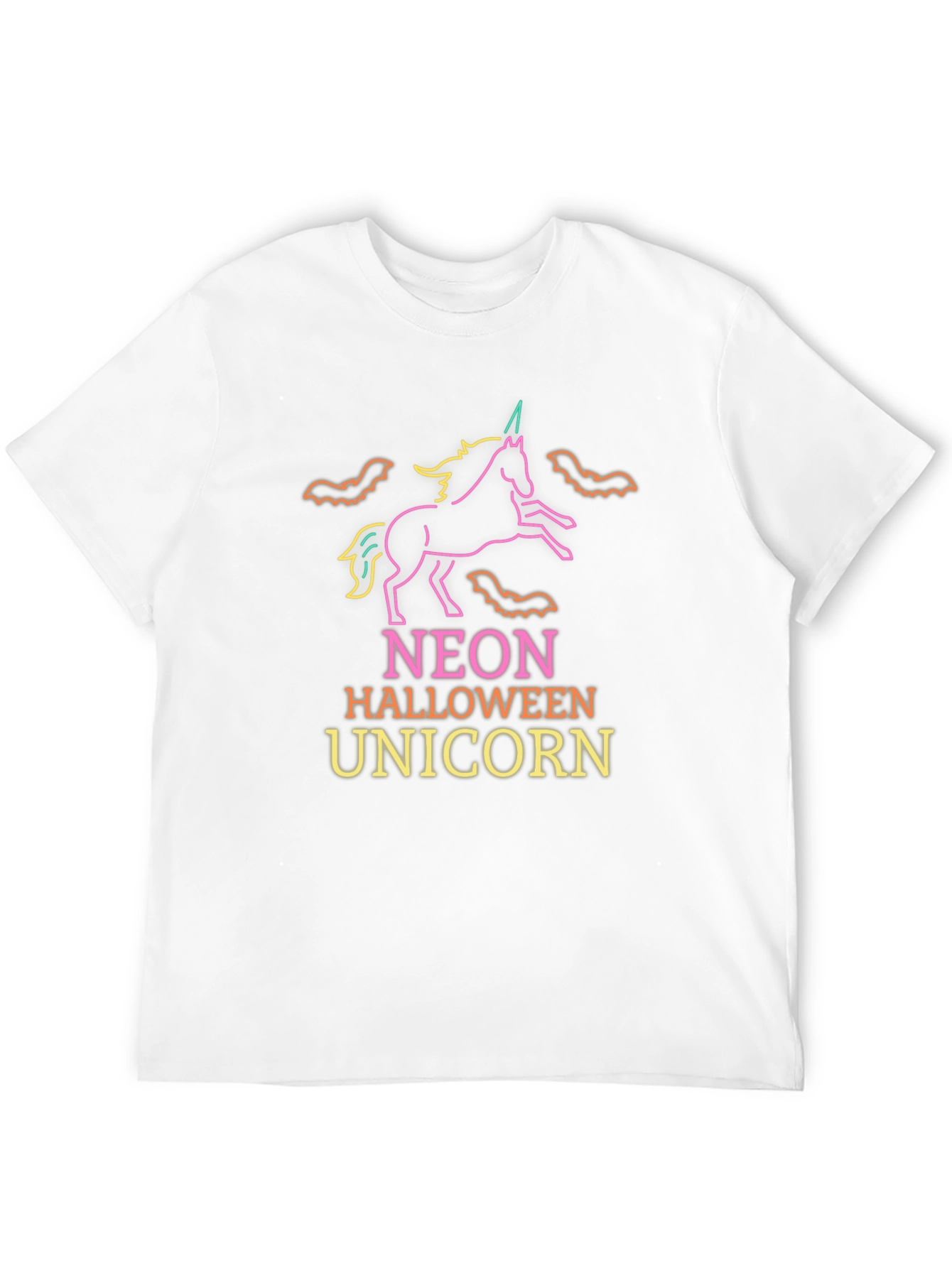 Neon Halloween Unicorn Black T-Shirt