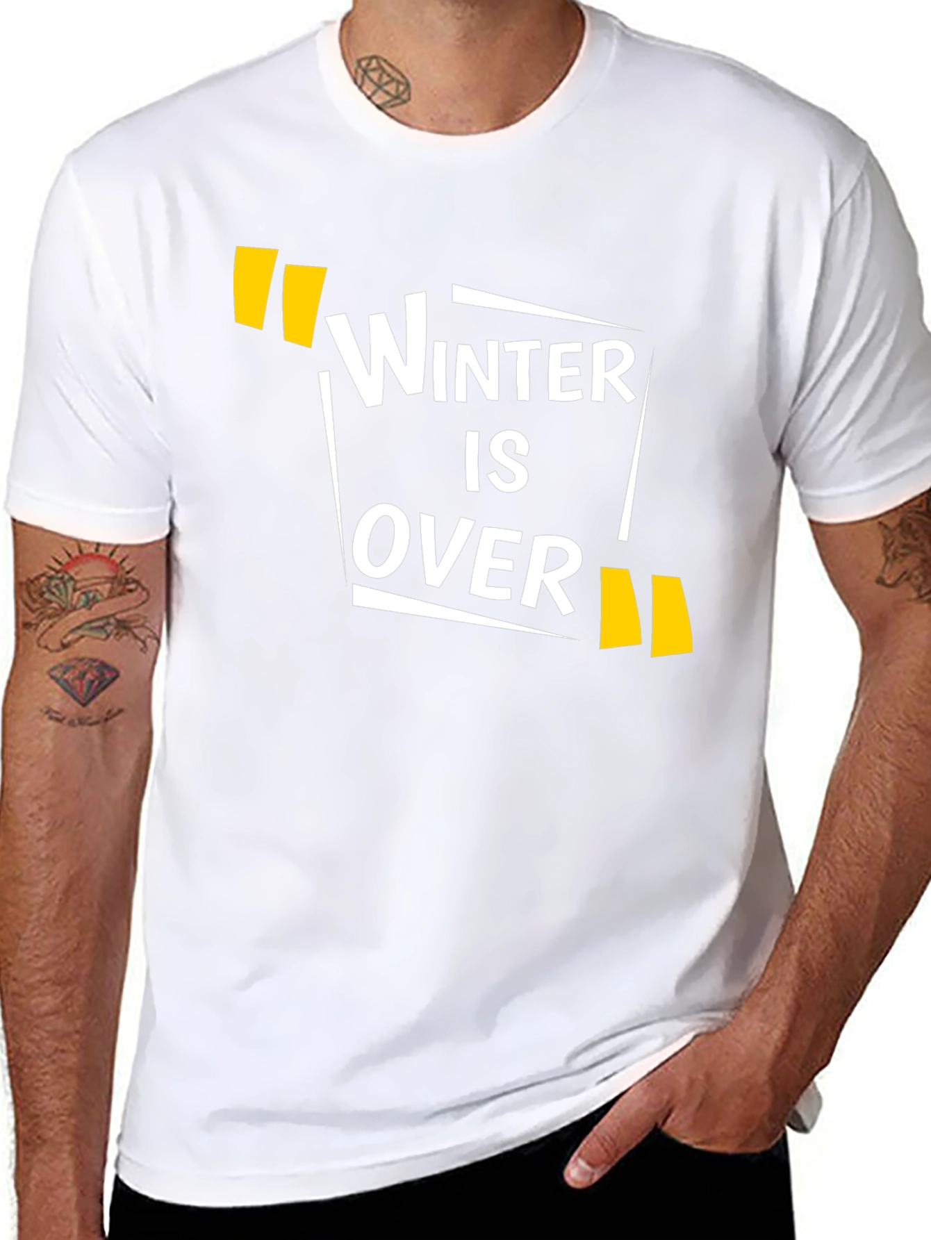 Winter is Over Graphic Print Black T-Shirt