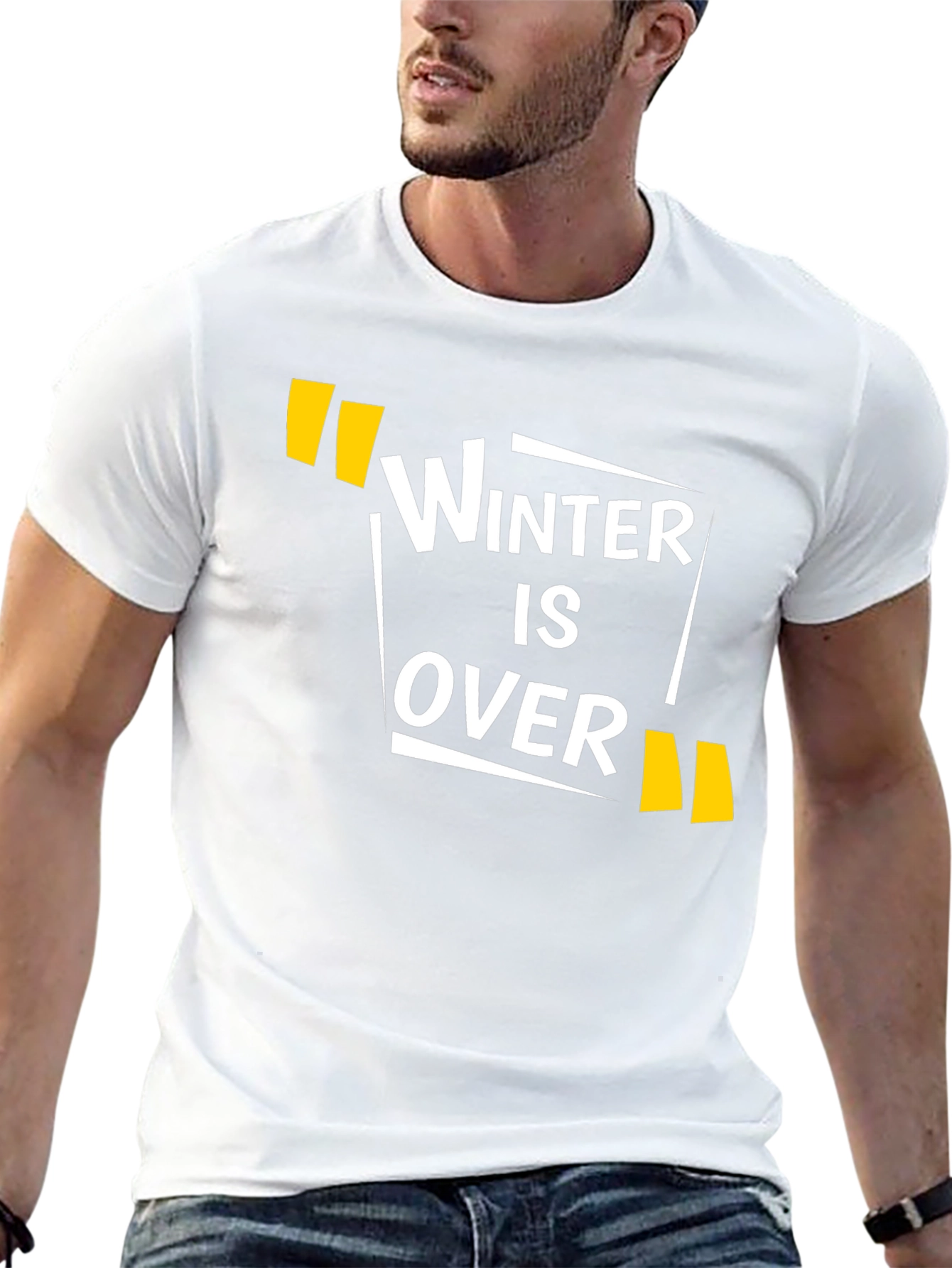 Winter is Over Graphic Print Black T-Shirt