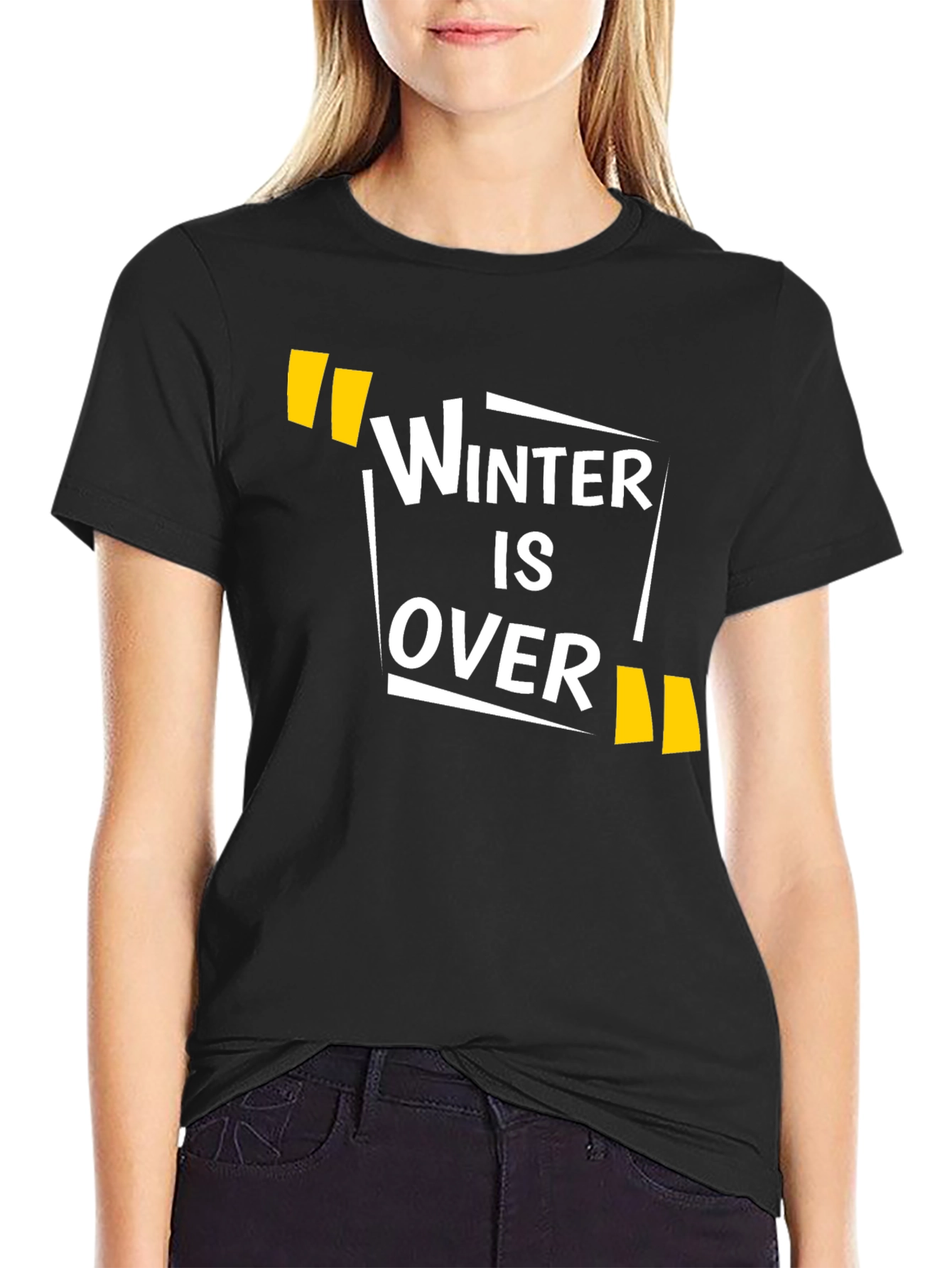 Winter is Over Graphic Print Black T-Shirt