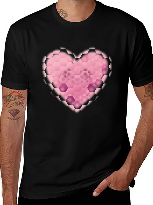Hexagon Heart Graphic Black T-Shirt