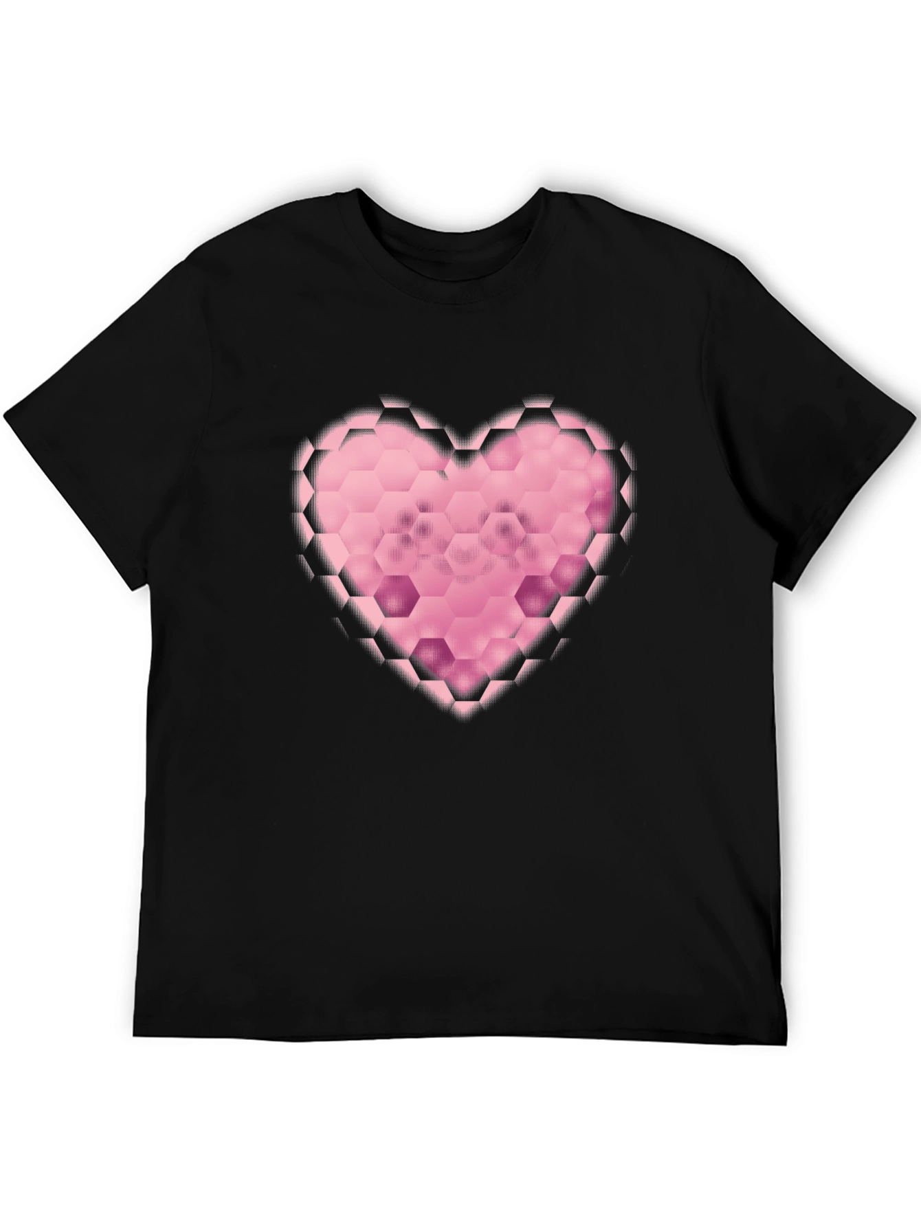 Hexagon Heart Graphic Black T-Shirt