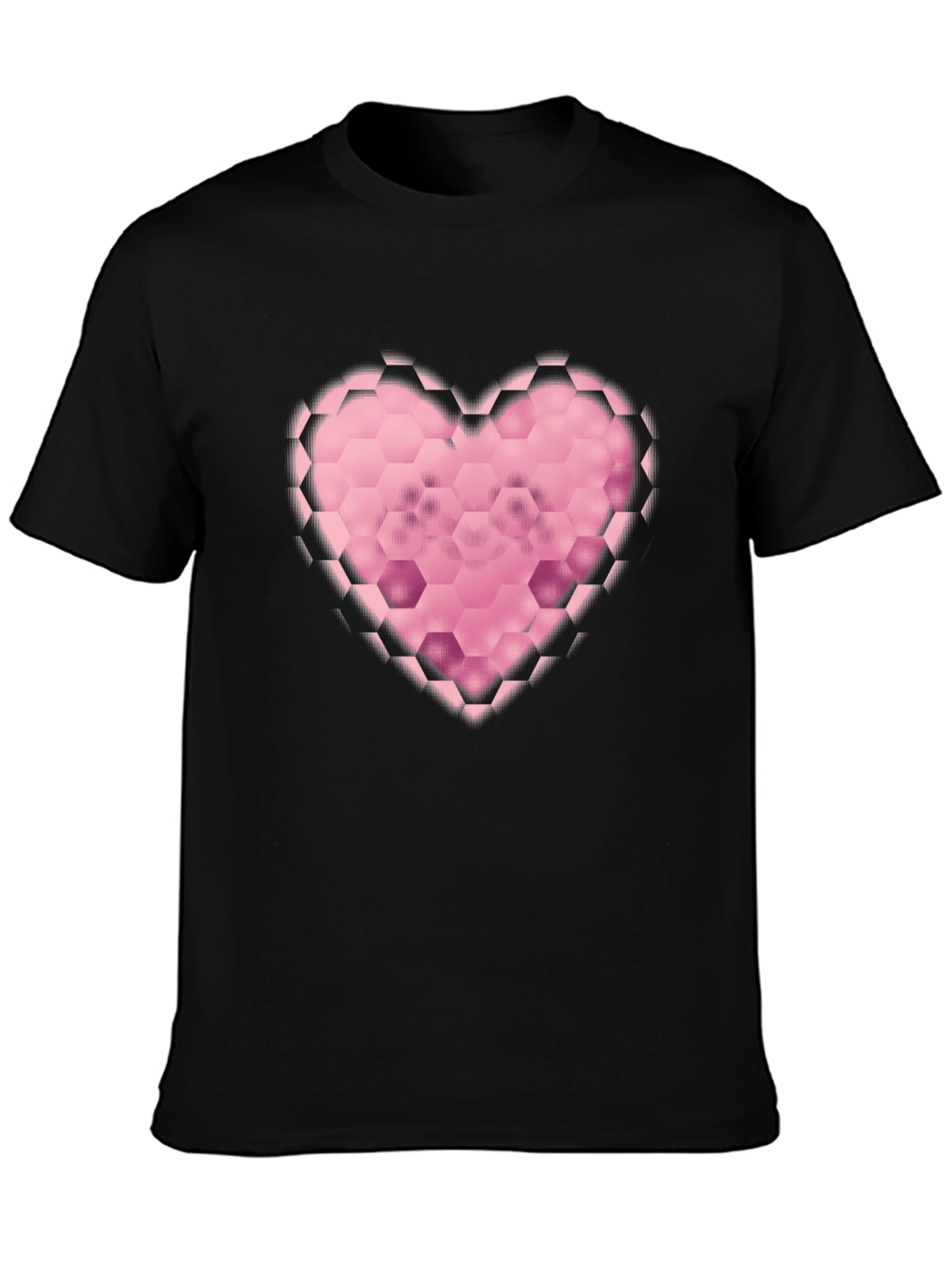 Hexagon Heart Graphic Black T-Shirt