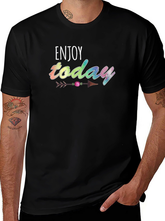 Enjoy Today Graphic Tee - Casual Black T-Shirt