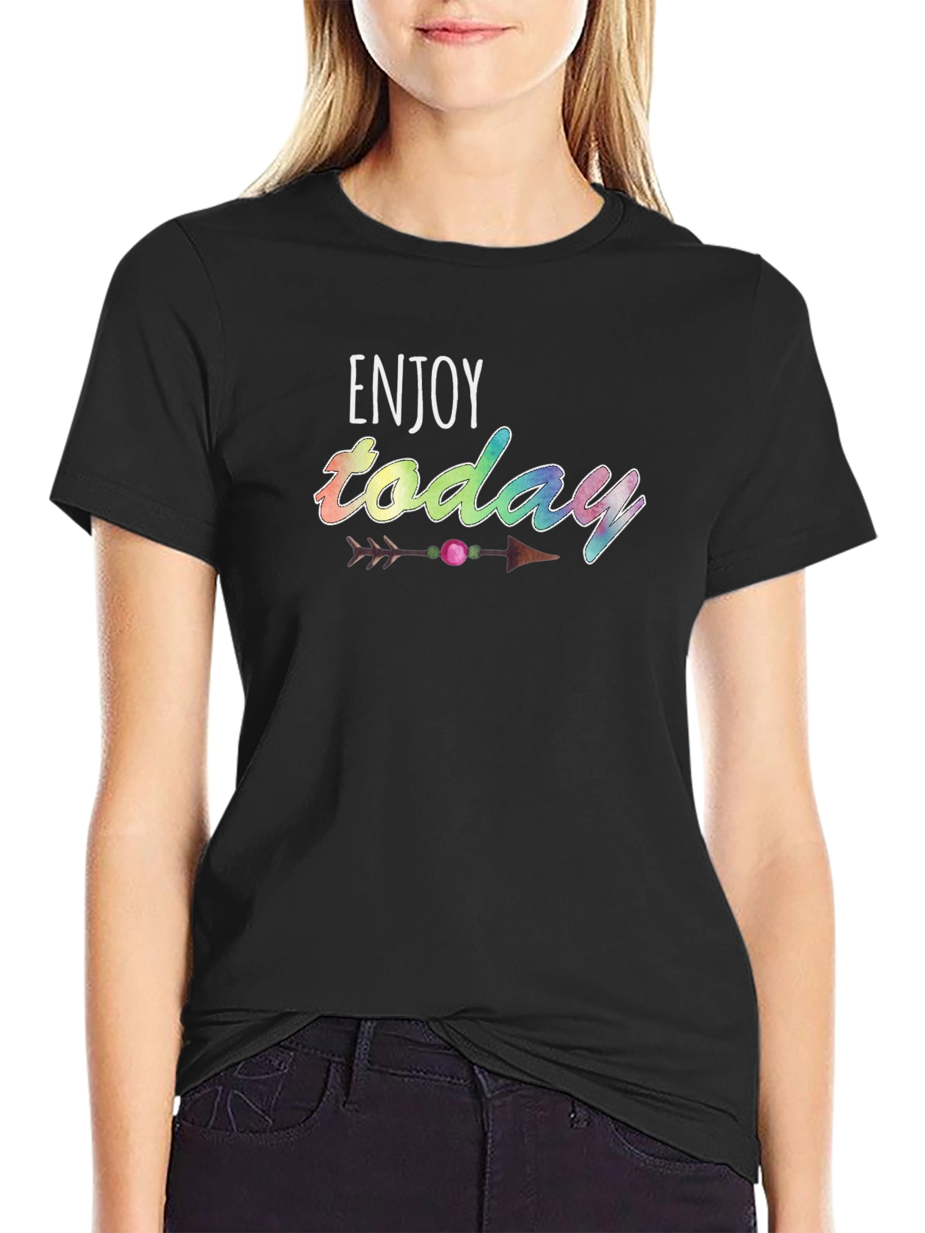 Enjoy Today Graphic Tee - Casual Black T-Shirt
