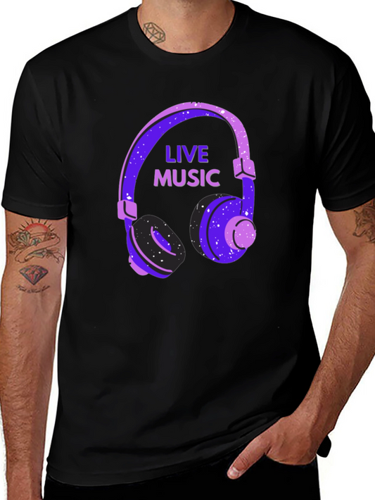 Live Music Headphone Graphic T-Shirt