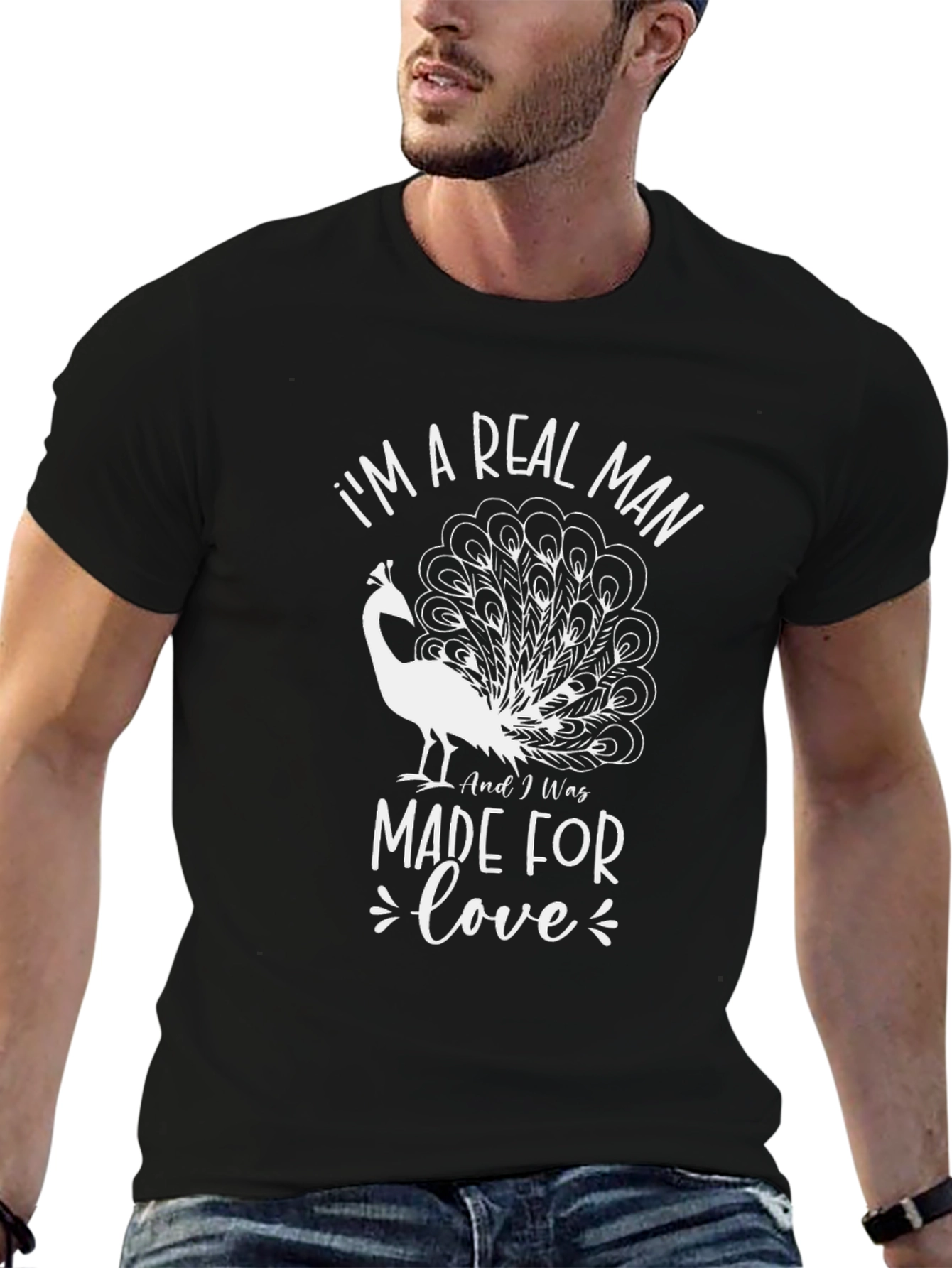 Real Man Peacock Graphic Tee