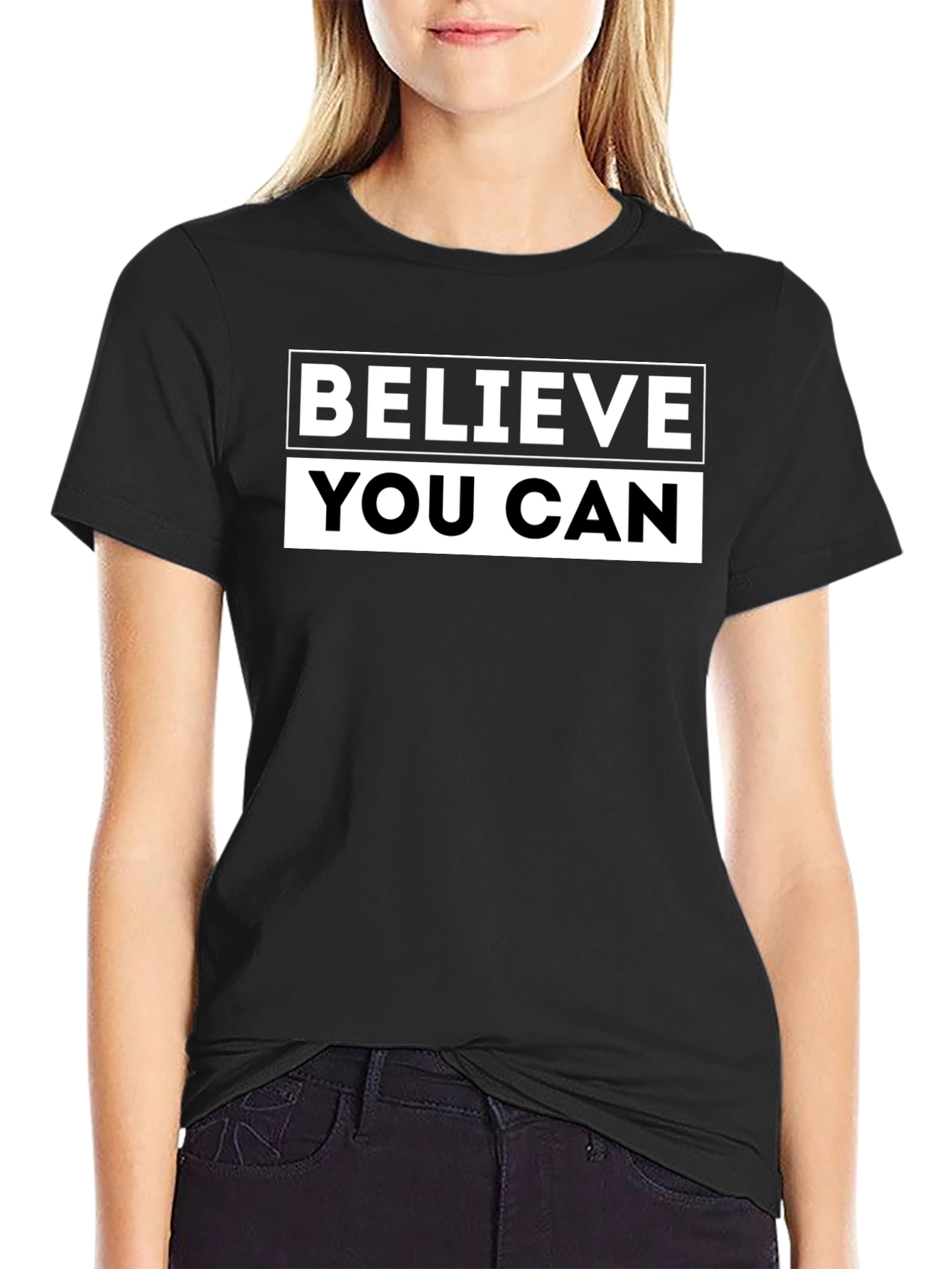 Believe You Can Graphic Tee - Motivational Black T-Shirt