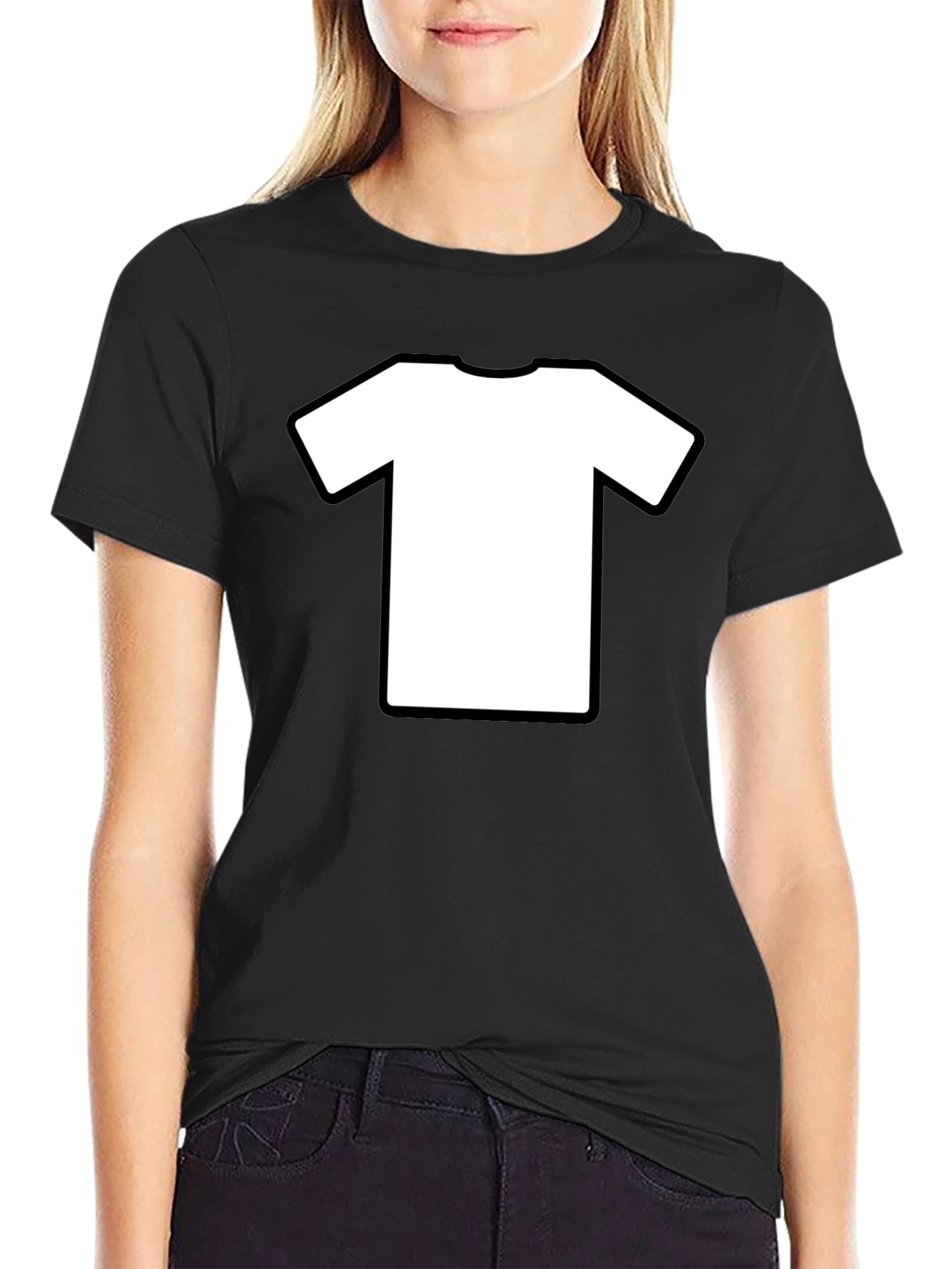 Mens Black T-Shirt with White Tee Graphic