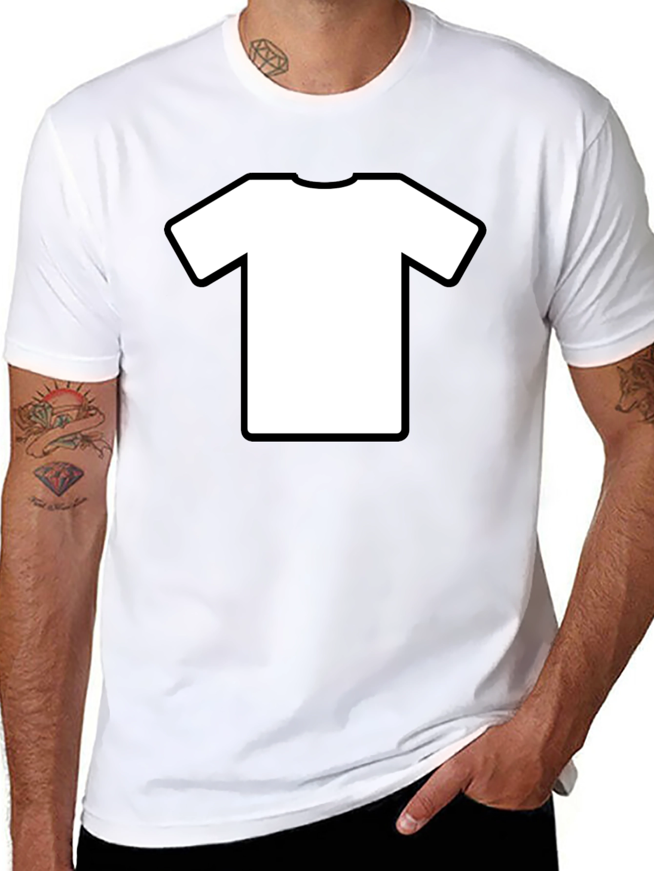 Mens Black T-Shirt with White Tee Graphic