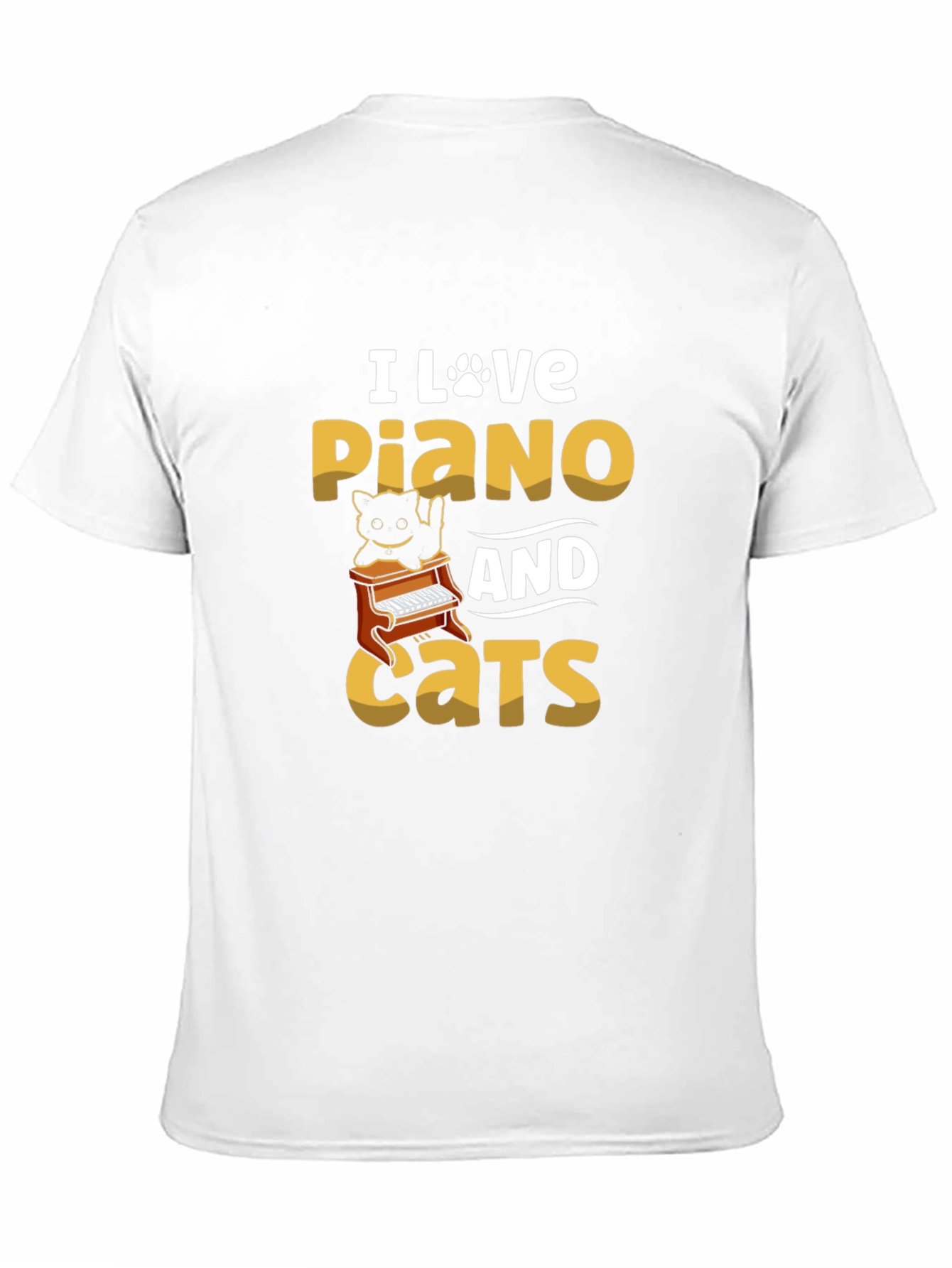 I Love Piano and Cats Graphic T-Shirt