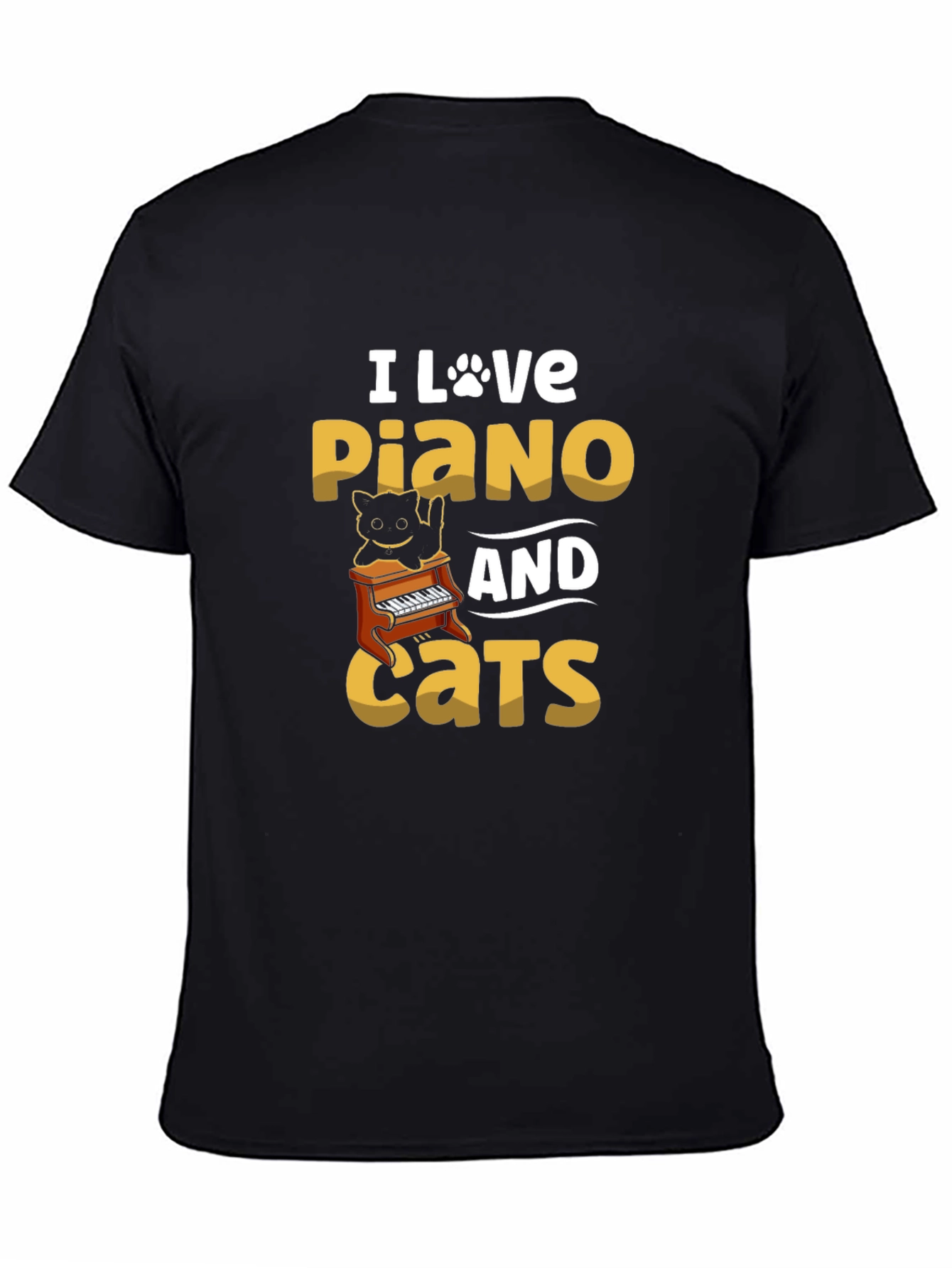 I Love Piano and Cats Graphic T-Shirt