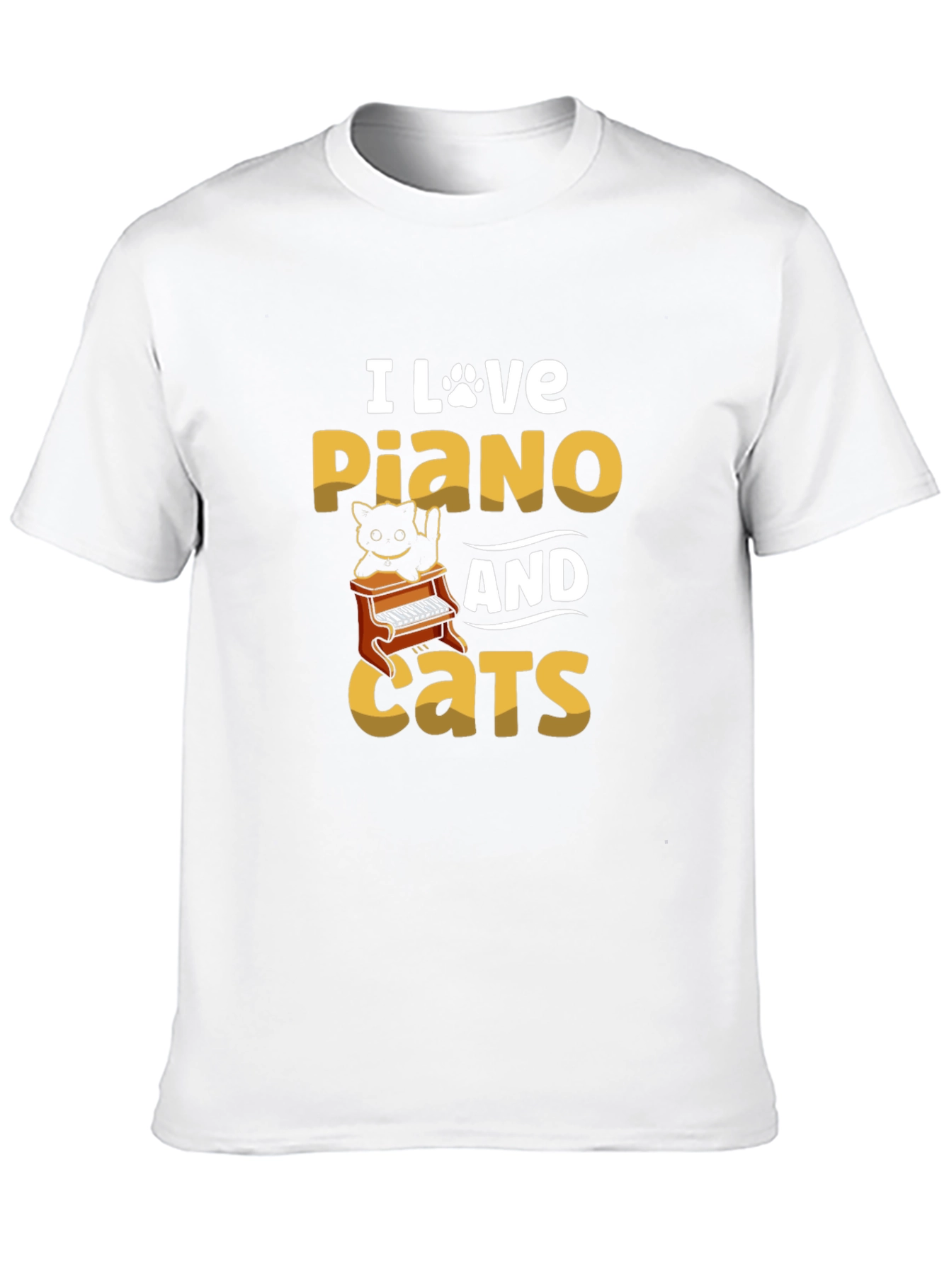 I Love Piano and Cats Graphic T-Shirt