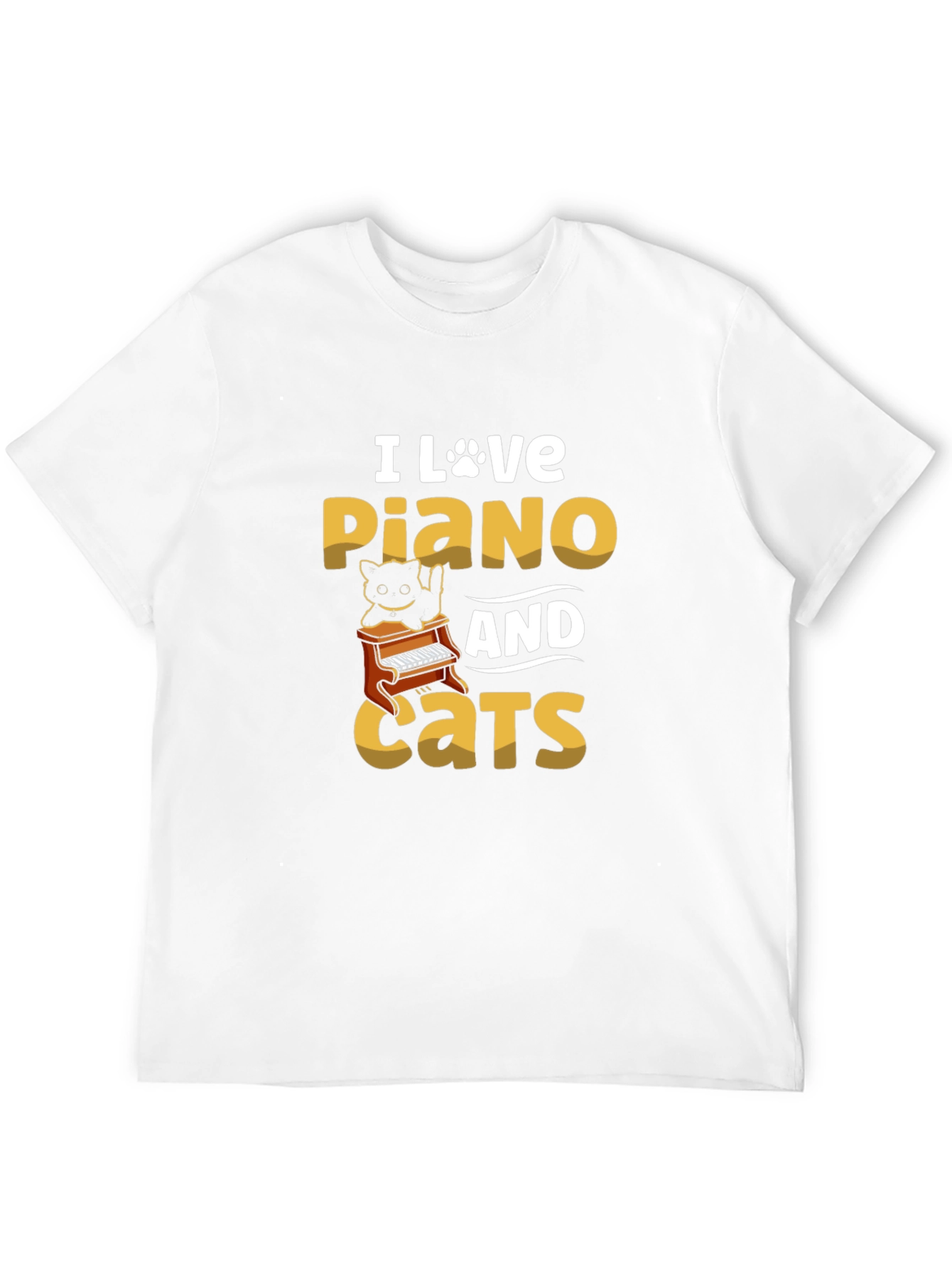 I Love Piano and Cats Graphic T-Shirt