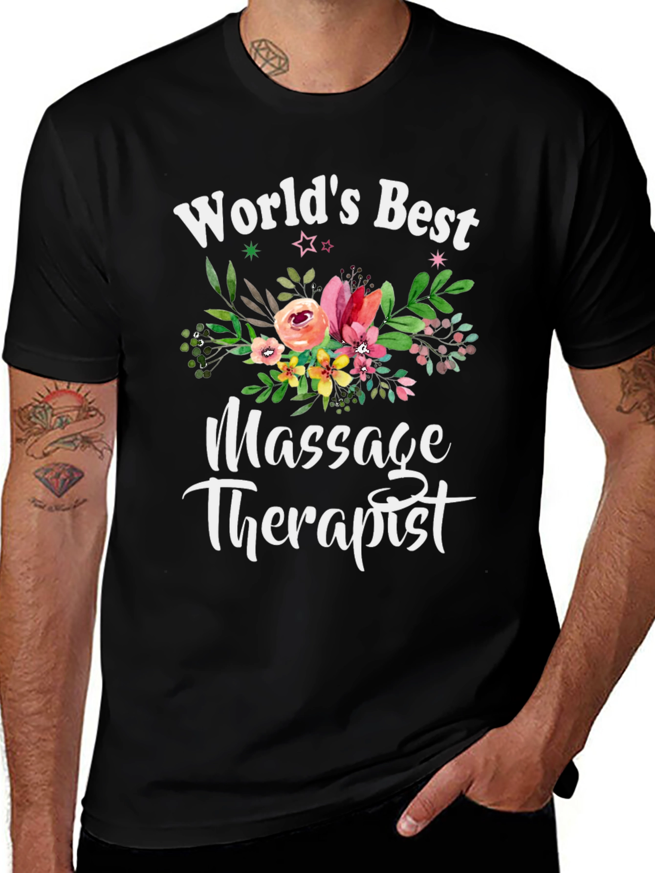 Worlds Best Massage Therapist Floral T-Shirt
