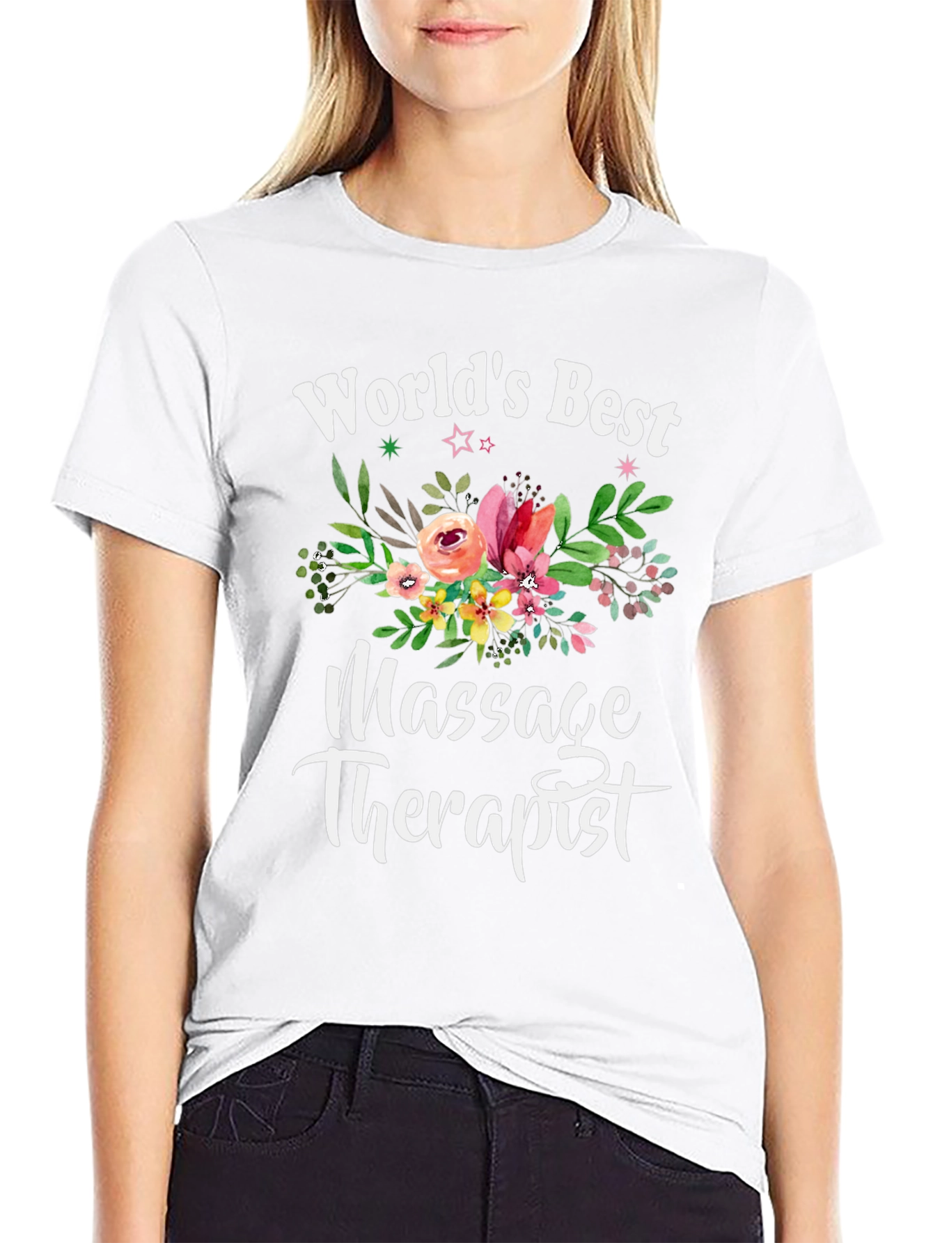 Worlds Best Massage Therapist Floral T-Shirt