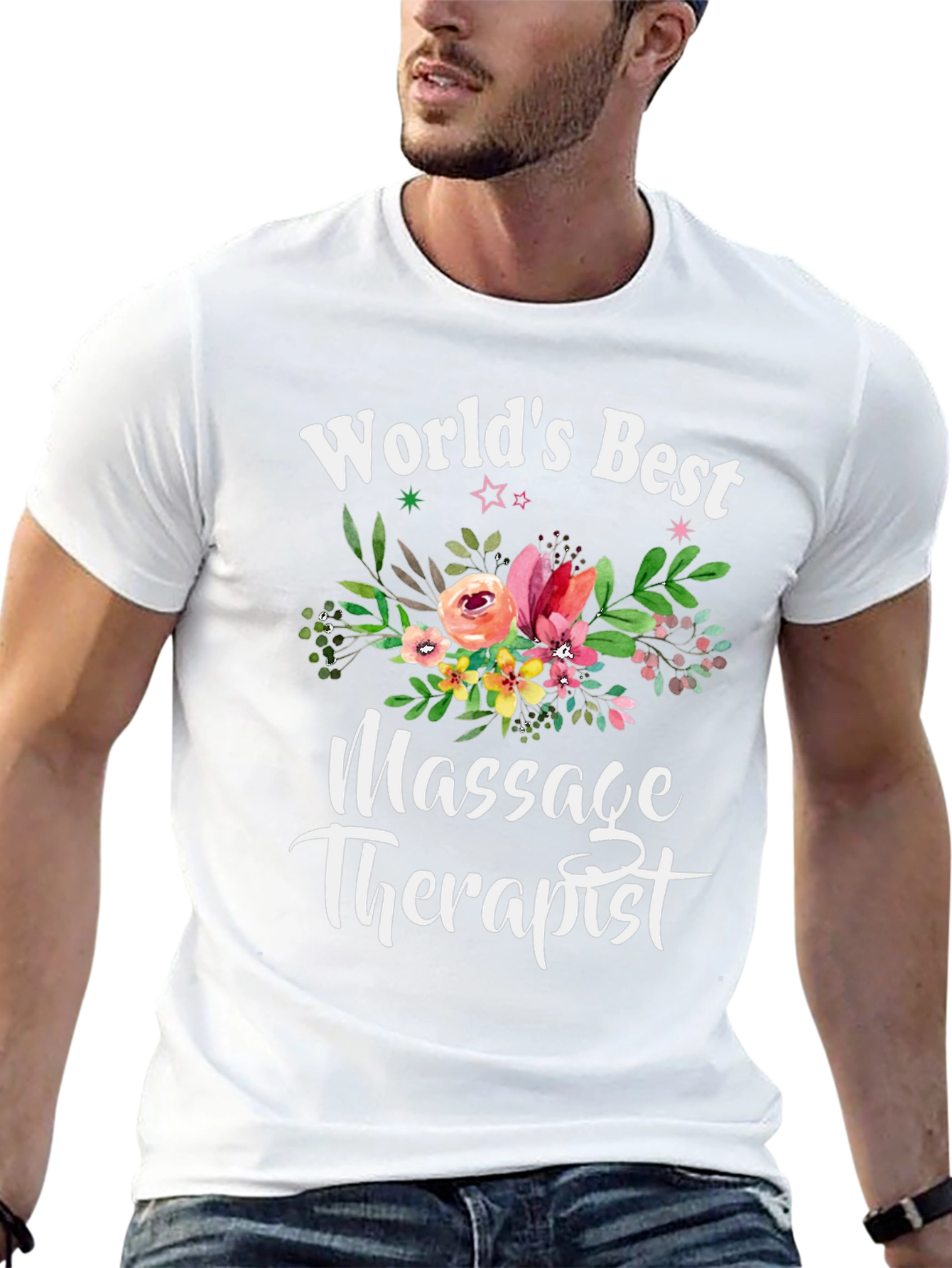 Worlds Best Massage Therapist Floral T-Shirt