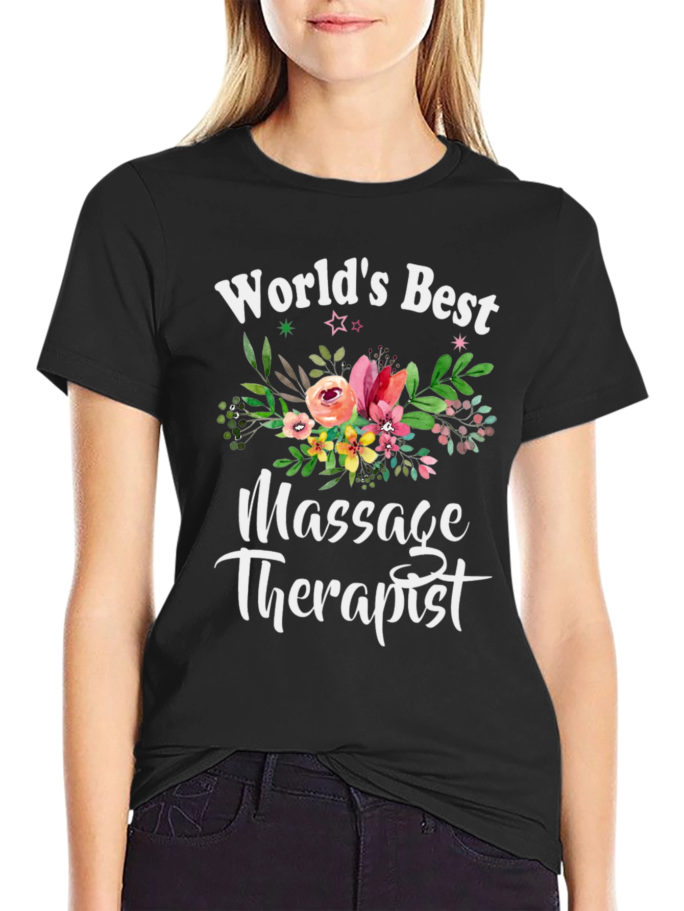 Worlds Best Massage Therapist Floral T-Shirt