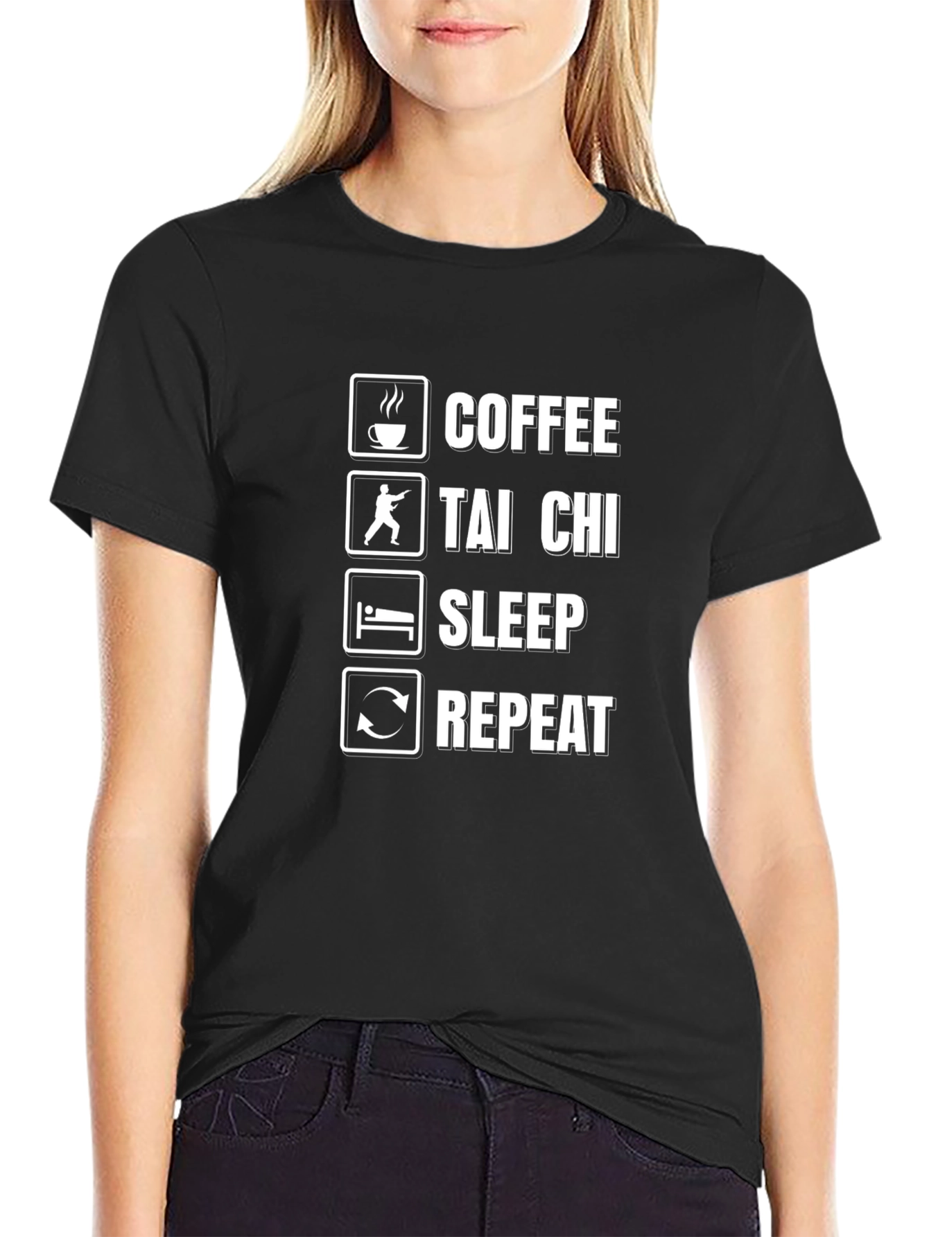 Coffee Tai Chi Sleep Repeat Graphic Tee